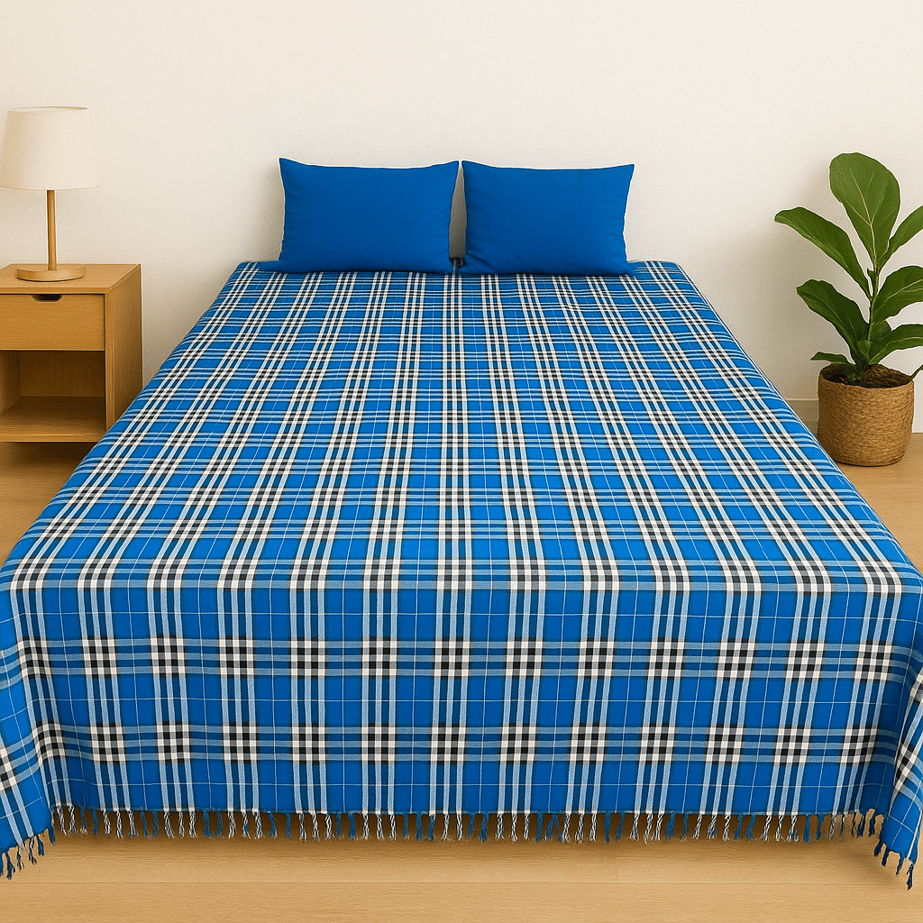 Dhaga Vishwas Ka Cotton 1 Double King Bedsheet with 2 Pillow Covers ( Blue ) Dhaga Vishwas Ka Cotton 1 Double King Bedsheet with 2 Pillow Covers ( Blue )