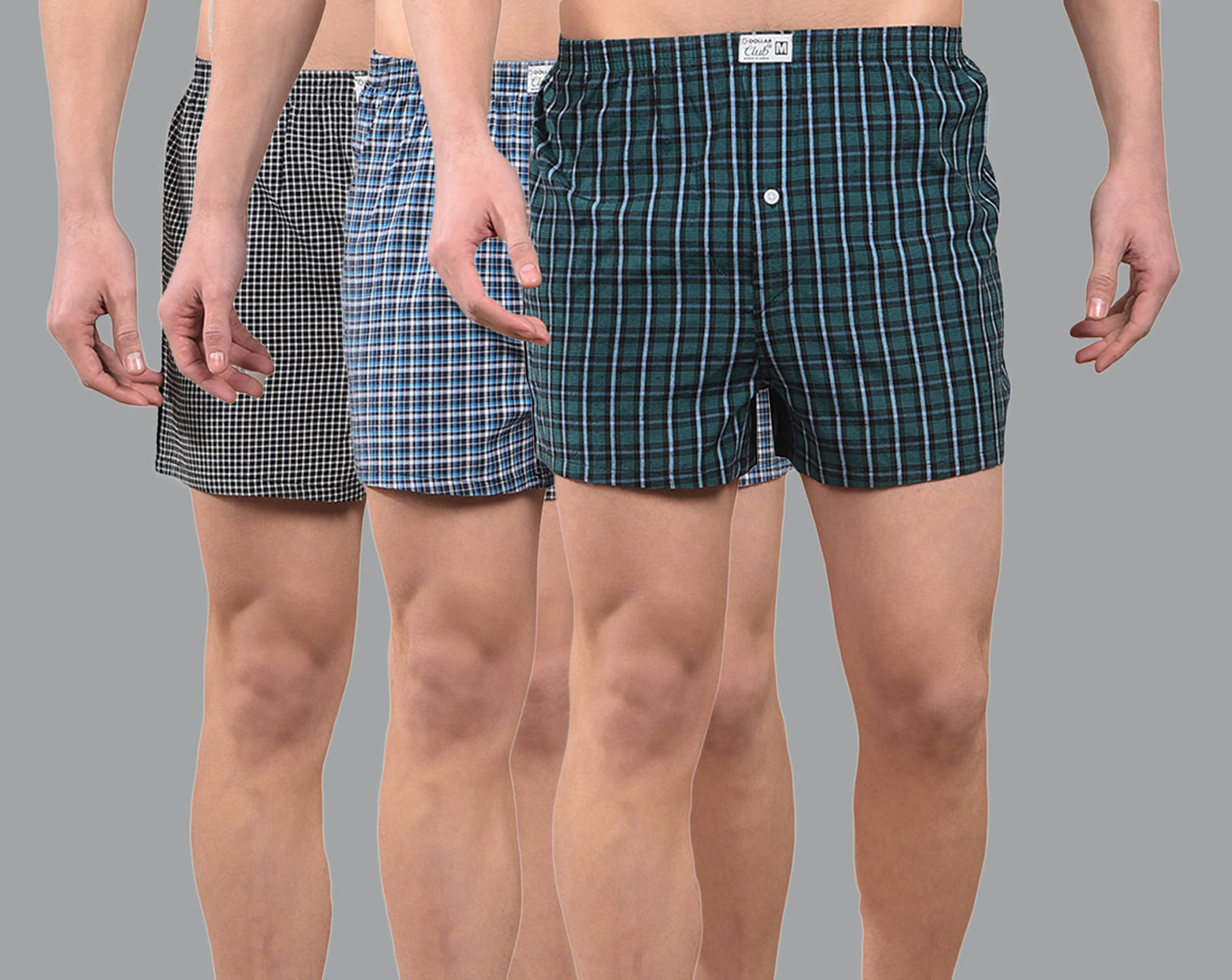 Dollar Pack of 3 Cotton Boxers For Men's ( Assorted 1 )