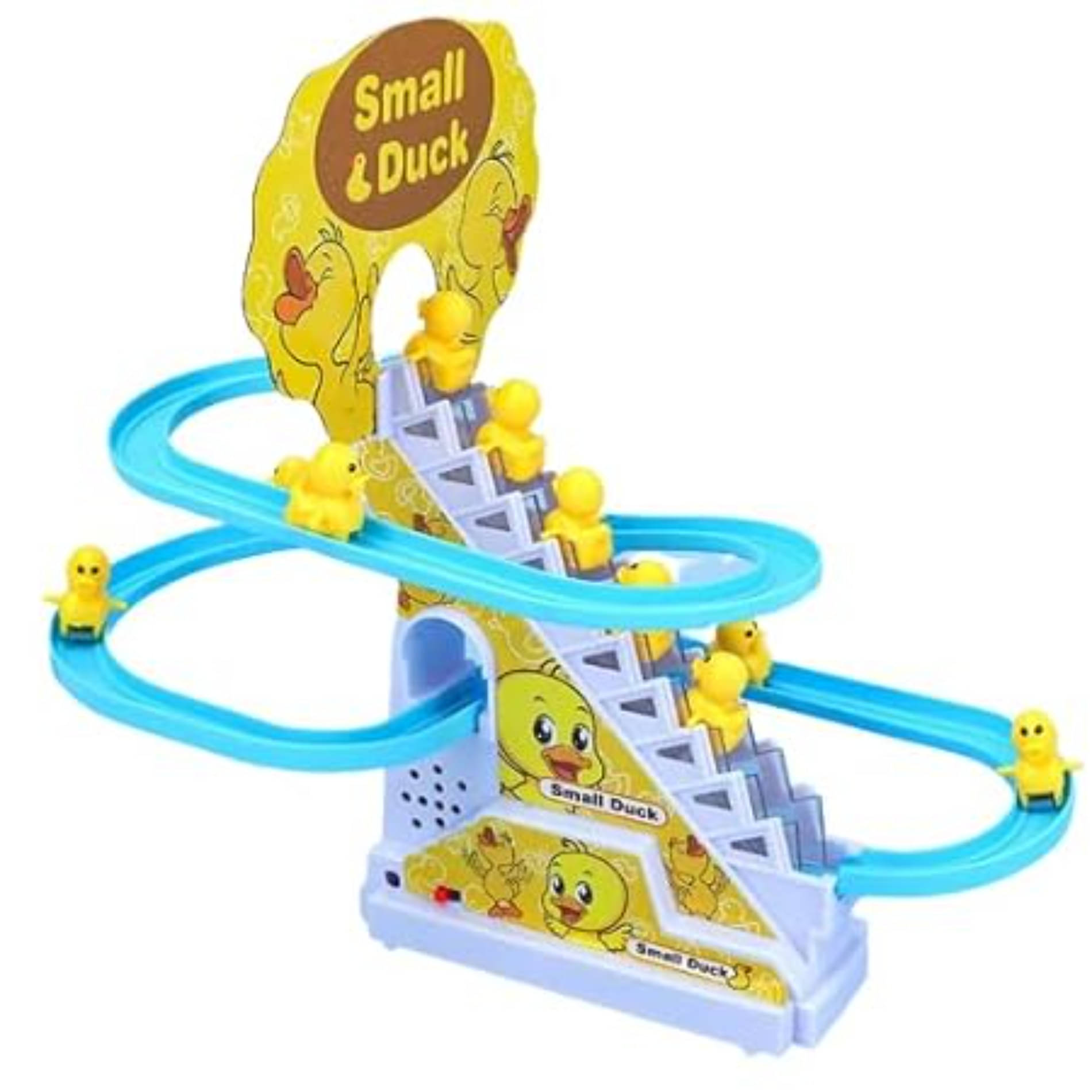     			Esnapy Duck Track Toys for Kids - Small Ducks Stair Climbing Toys for Kids Escalator Toy with Lights and Music - 3 Duck Included