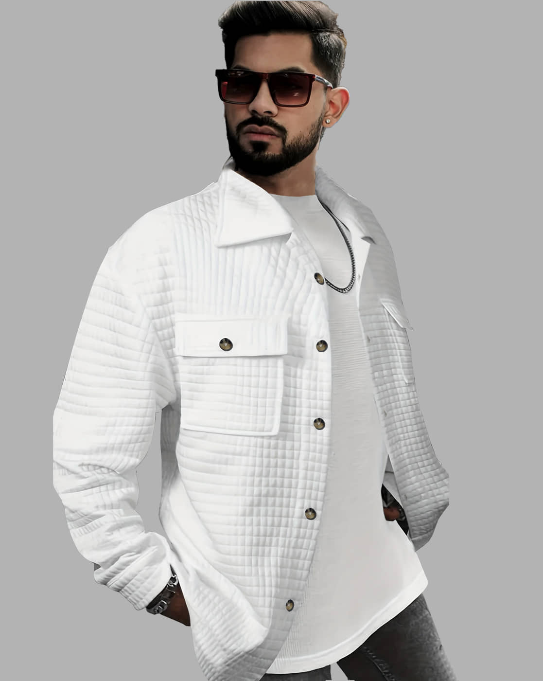Eyebogler Cotton Polo Collar Men's Sweatshirt - White ( Pack of 1 )
