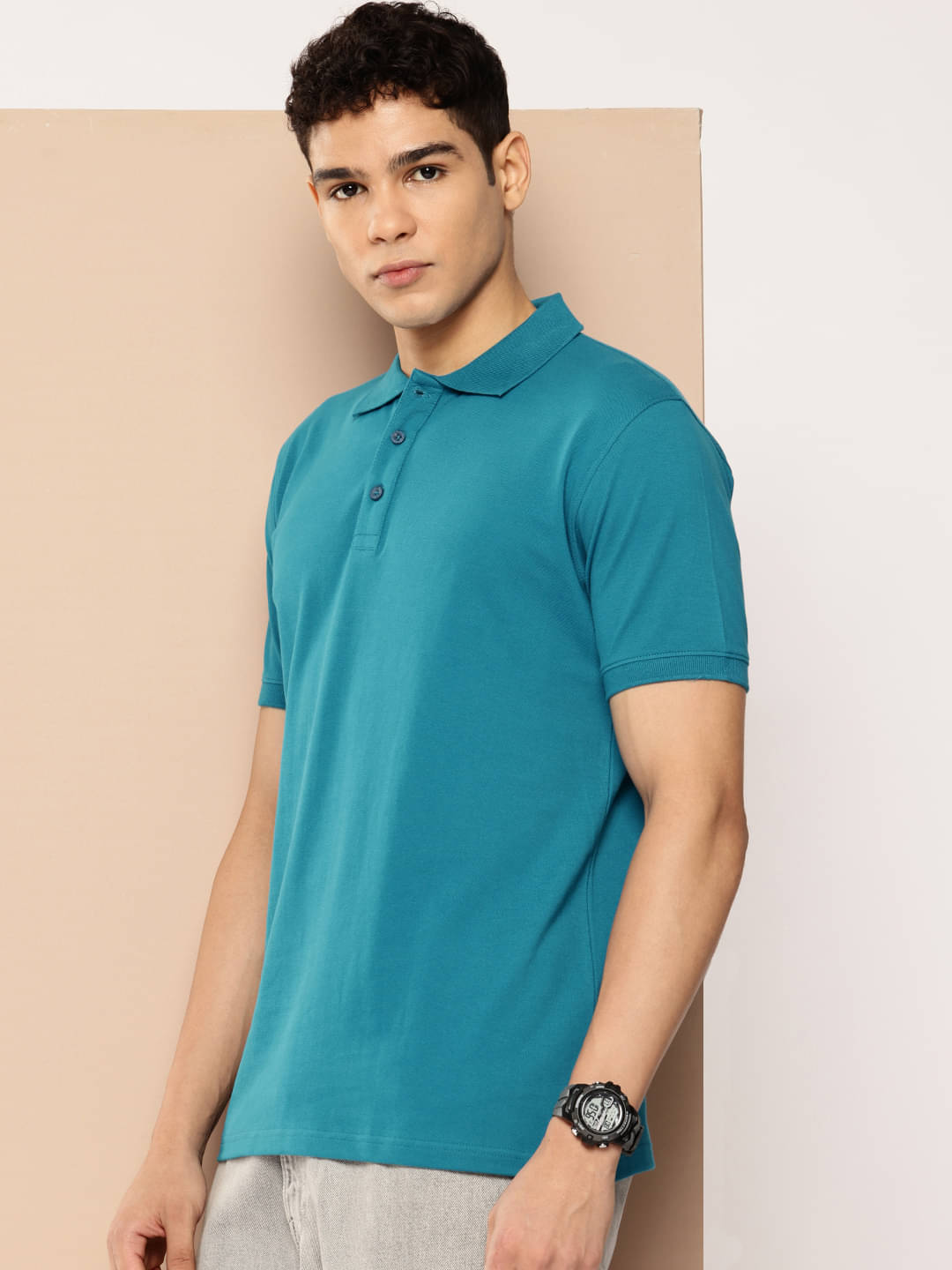 FROSEN FOX Men Cotton Regular Fit Solid Polo T Shirt ( Blue ) FROSEN FOX Men Cotton Regular Fit Solid Polo T Shirt ( Blue )