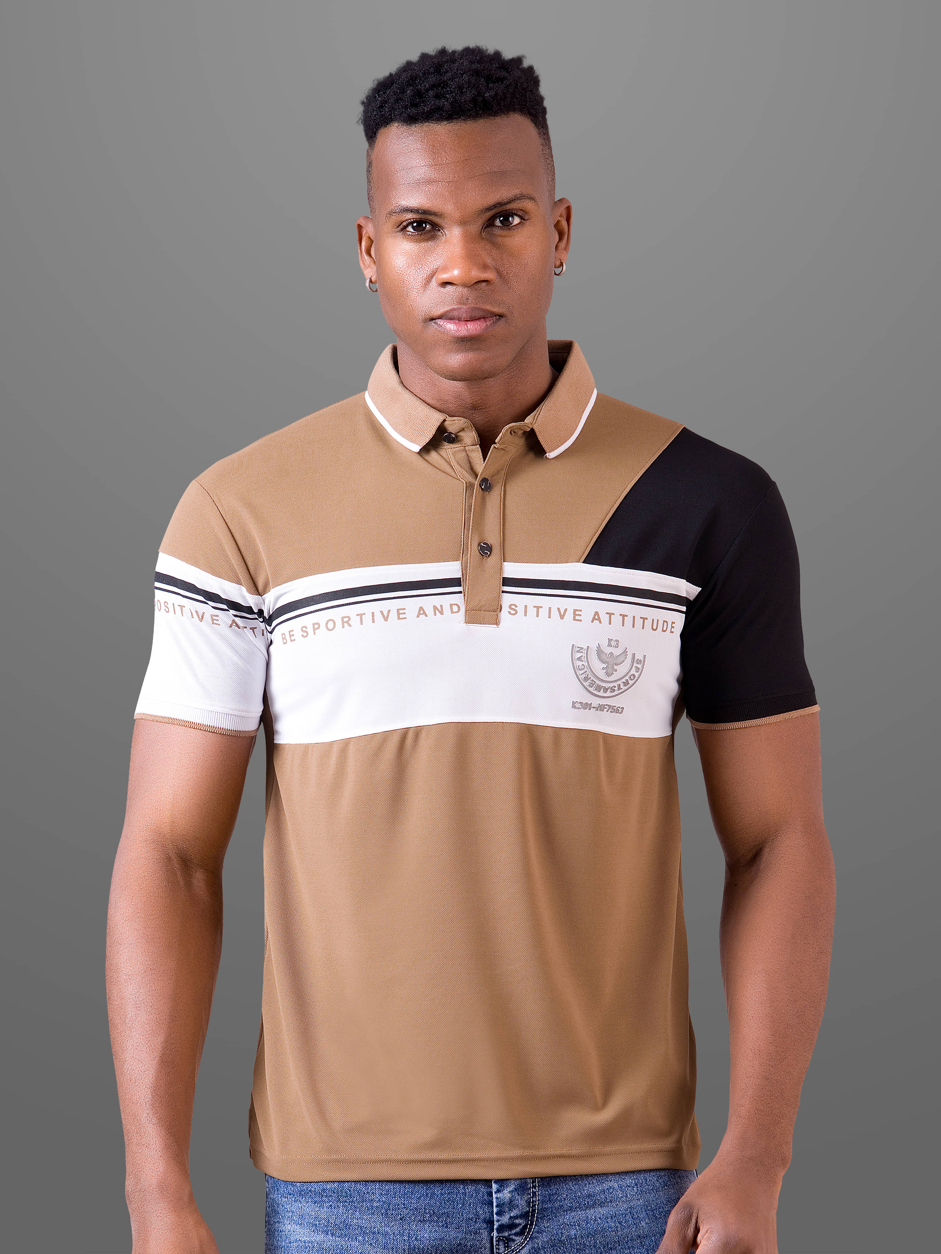    			FROSEN FOX Men Polyester Regular Fit Colorblock Polo T Shirt ( Brown )
