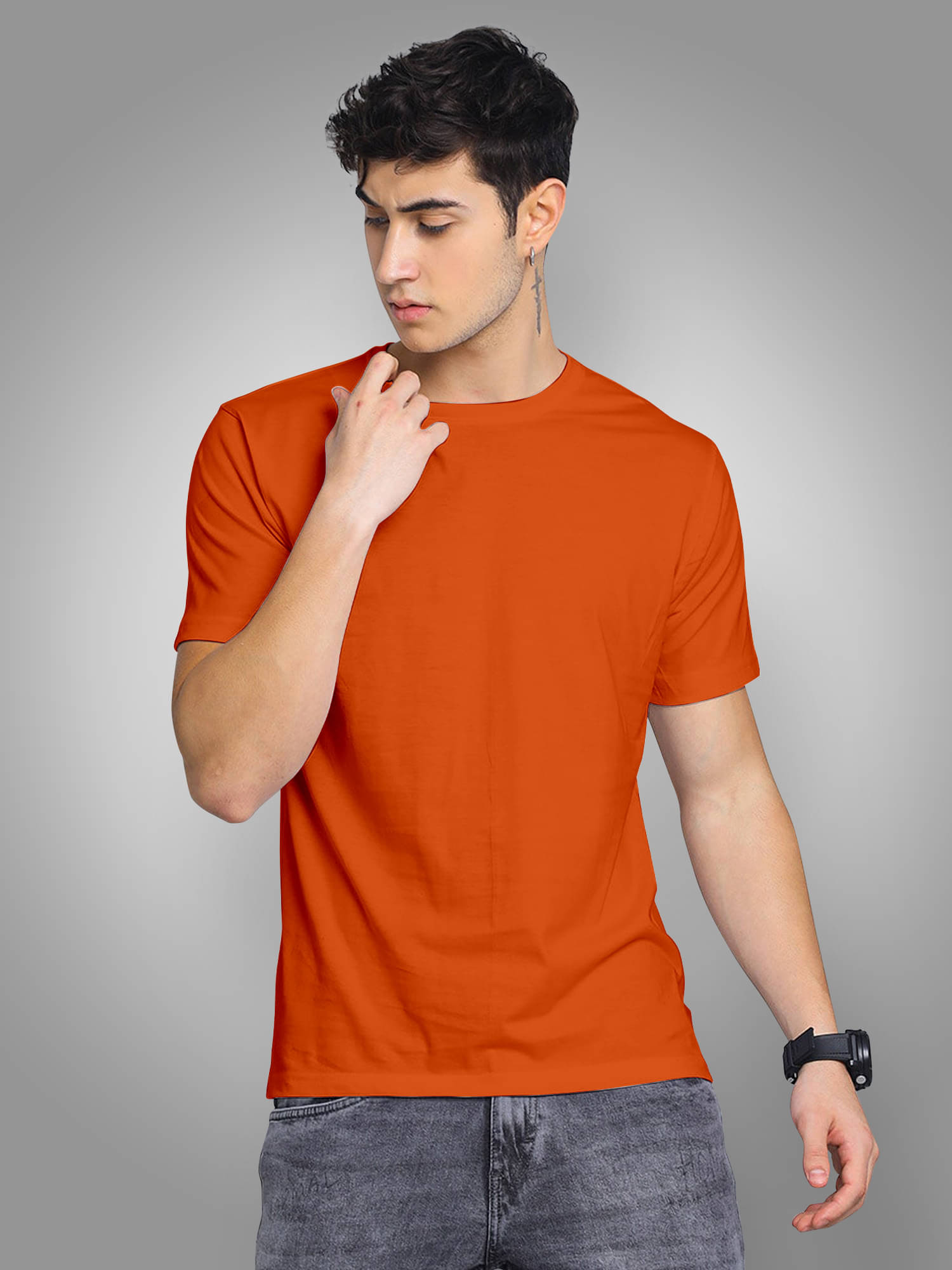     			FTX Men Polyester Regular Fit Solid T-Shirt ( Orange )