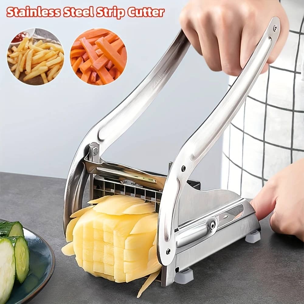 FULKIZA Stainless Steel French Fry Maker, French Fry Cutter, Potato Cutter & Chopper (Pack of 1)