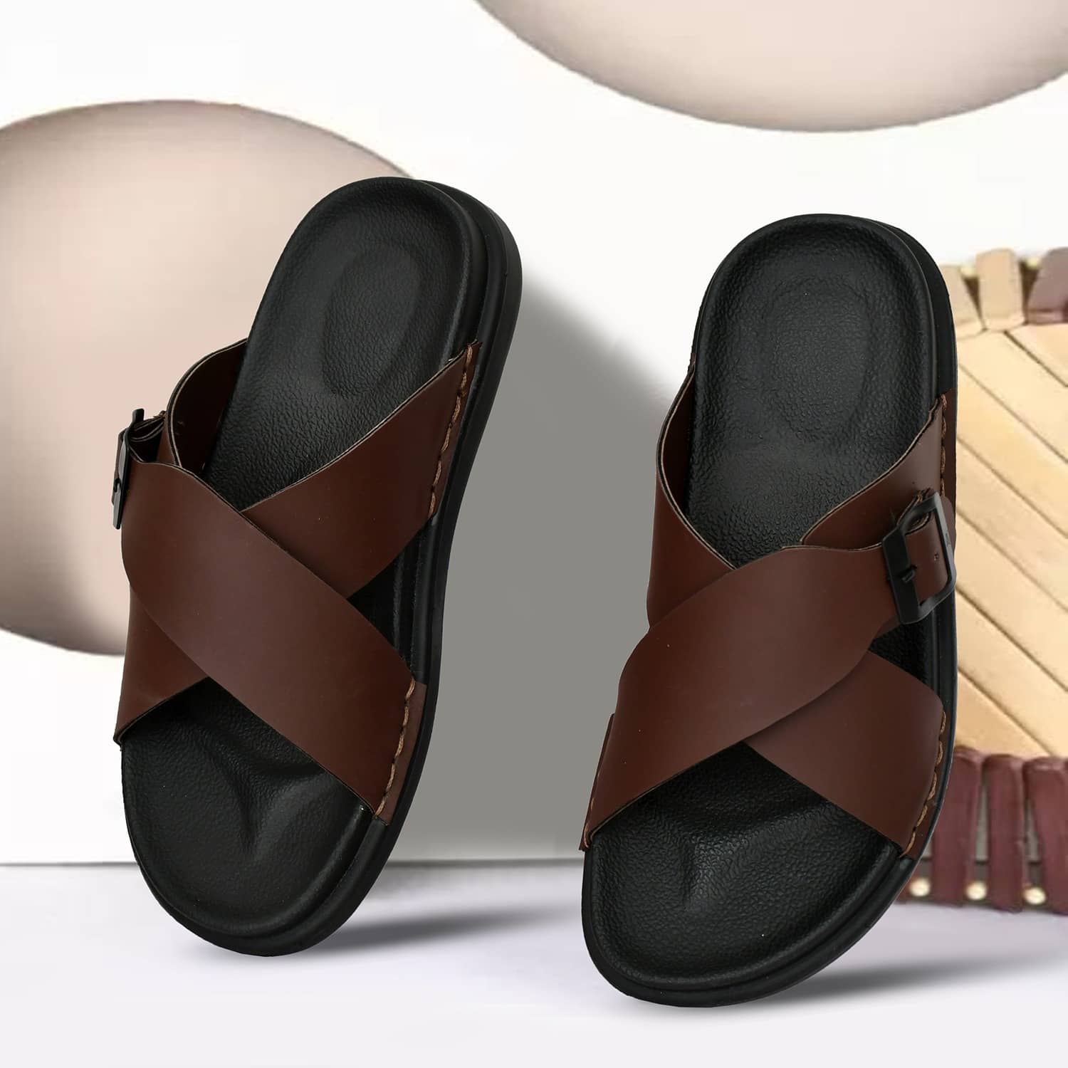 Figor Brown Men's Slide Flip Flop