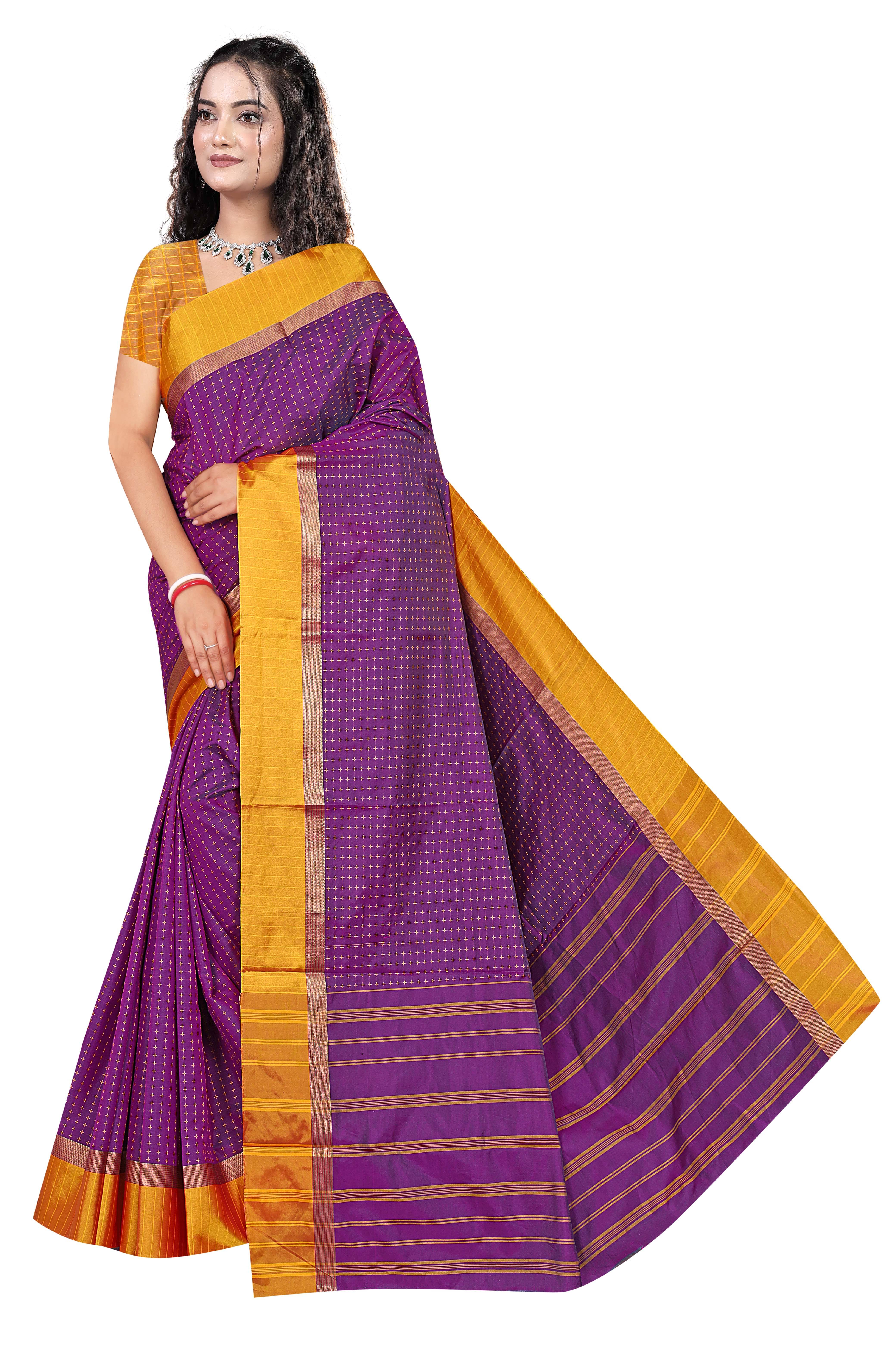 Gullak Art Silk Printed Banarasi saree With Unstitched Blouse Piece ( Purple )     			Gullak Art Silk Printed Banarasi saree With Unstitched Blouse Piece ( Purple )