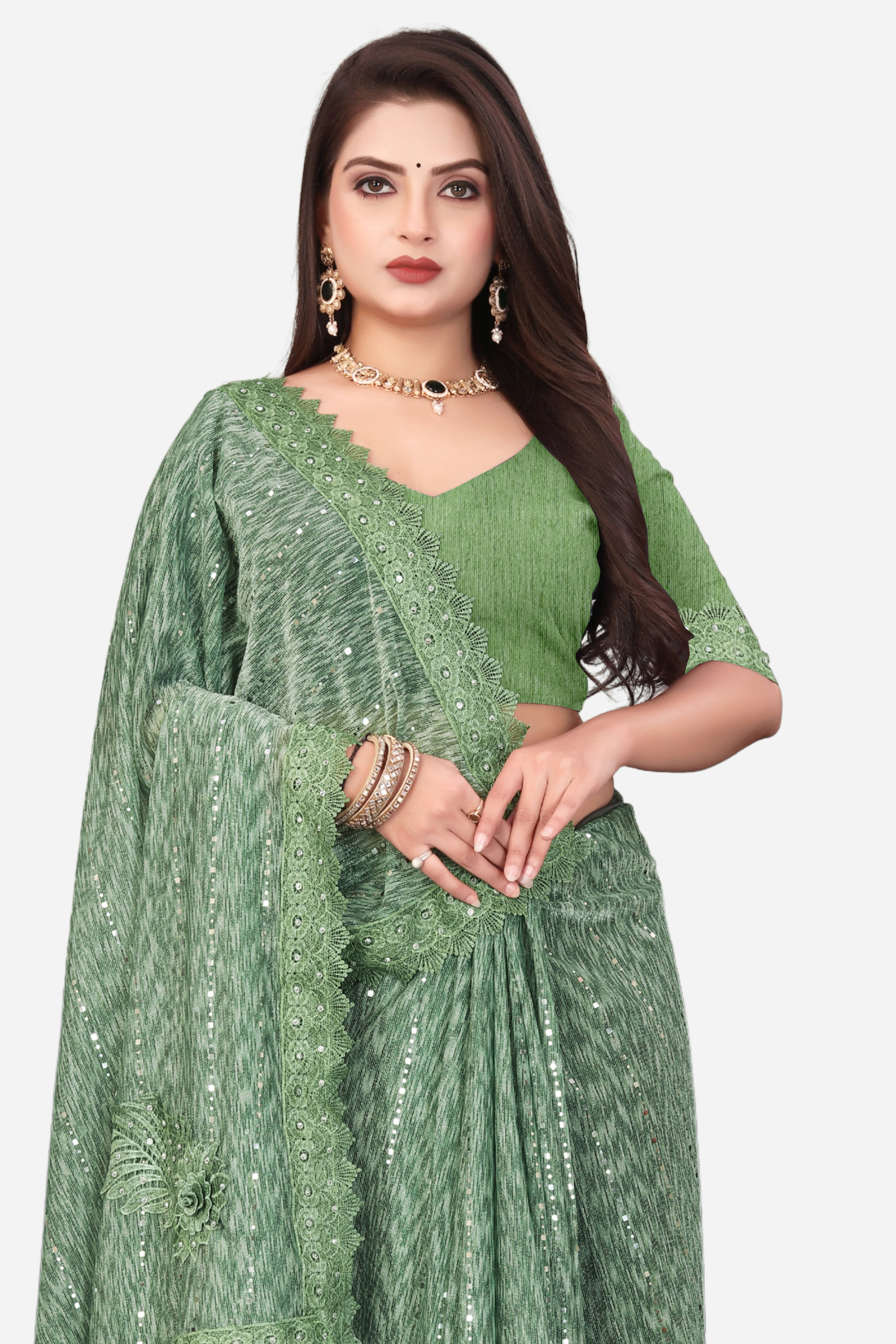 Gullak Lycra Self Design Jamdani Saree With Unstitched Blouse Piece ( Green ) Gullak Lycra Self Design Jamdani Saree With Unstitched Blouse Piece ( Green )