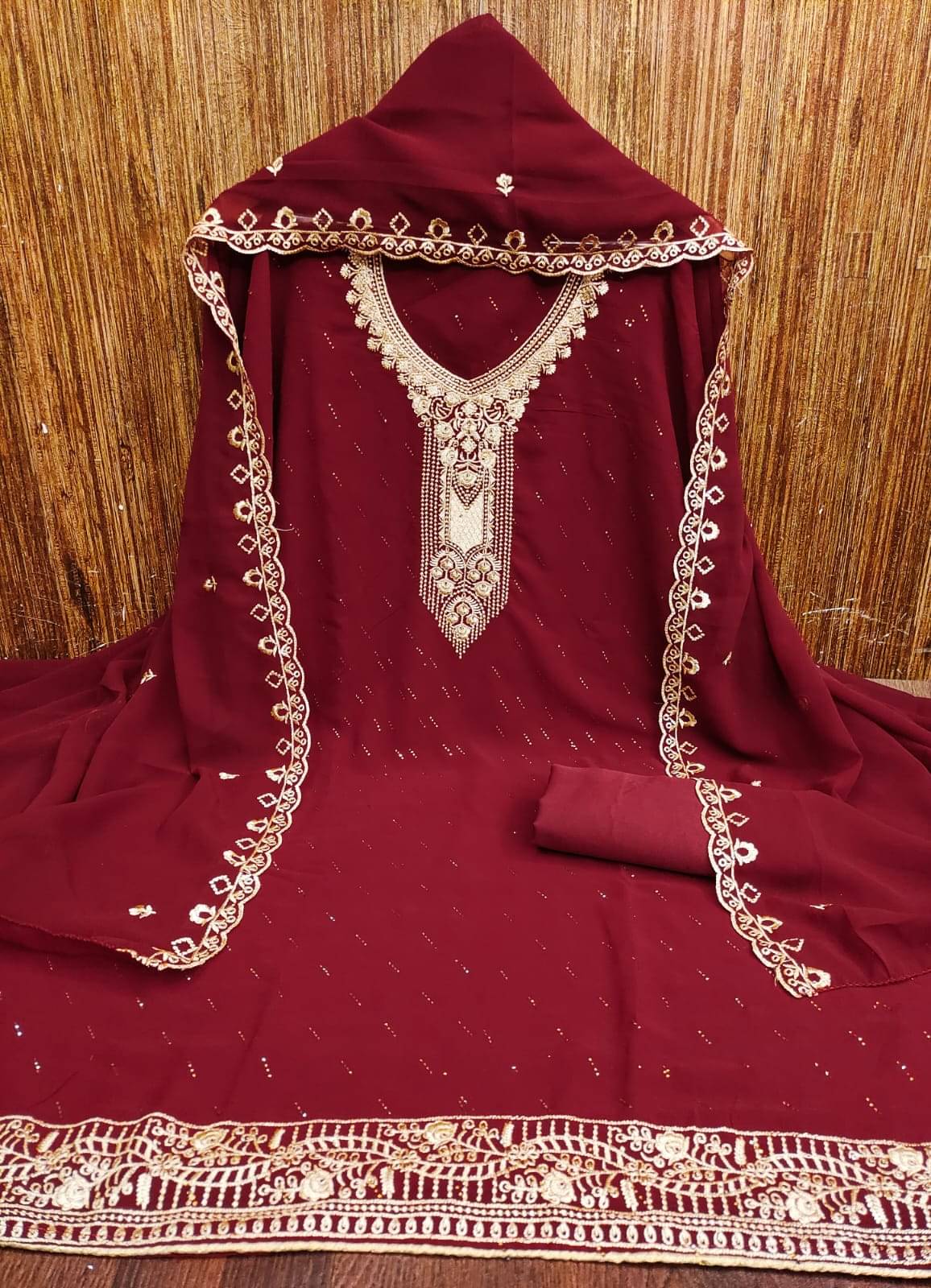HL SILKMILLS Women Georgette Unstitched Dress Material ( Maroon ) HL SILKMILLS Women Georgette Unstitched Dress Material ( Maroon )