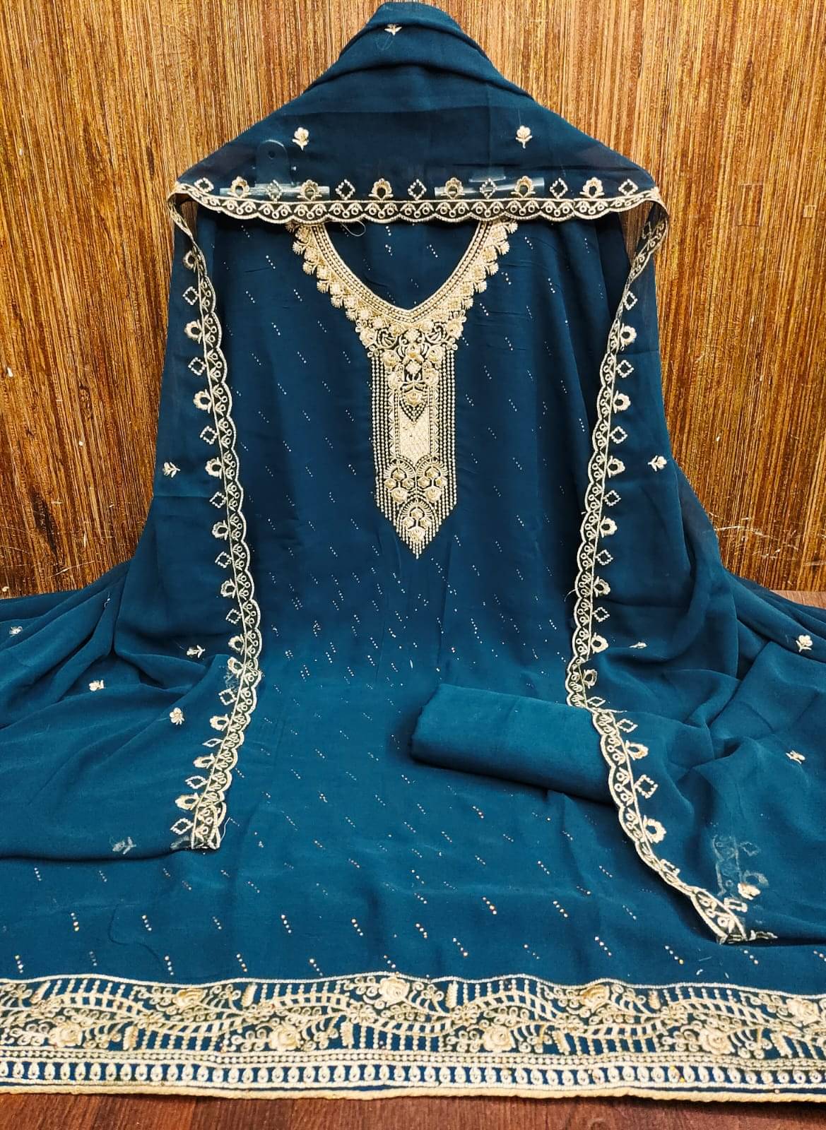 HL SILKMILLS Women Georgette Unstitched Dress Material ( Blue )     			HL SILKMILLS Women Georgette Unstitched Dress Material ( Blue )
