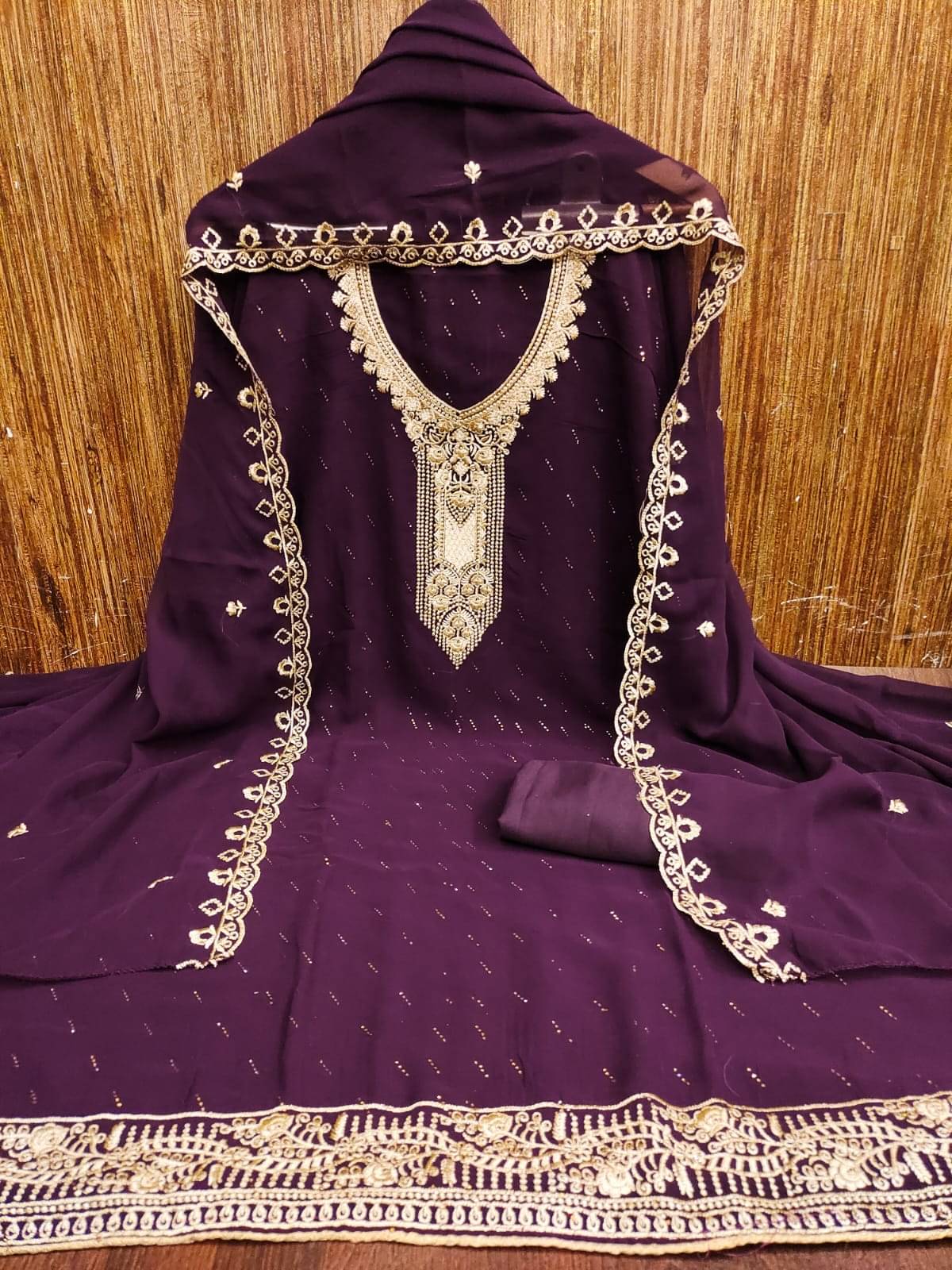 HL SILKMILLS Women Georgette Unstitched Dress Material ( Purple ) HL SILKMILLS Women Georgette Unstitched Dress Material ( Purple )