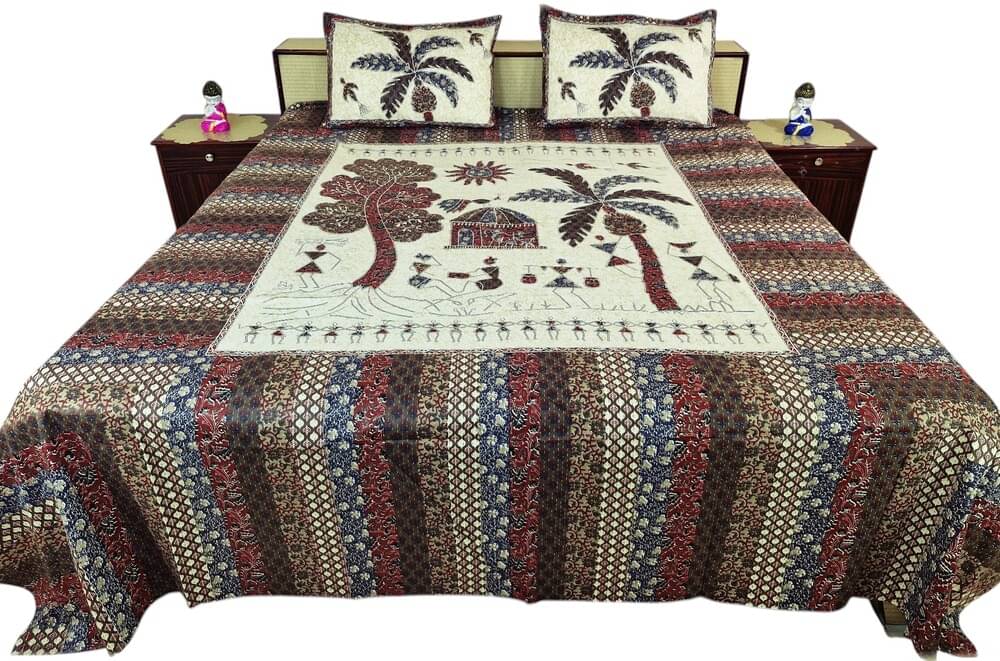     			HomeSpire Cotton 1 Double King Bedsheet with 2 Pillow Covers ( Multicolor )