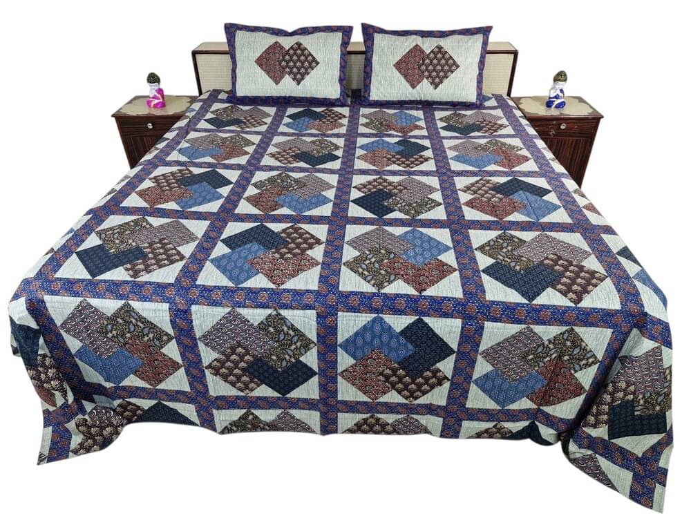     			HomeSpire Cotton 1 Double King Bedsheet with 2 Pillow Covers ( Blue )