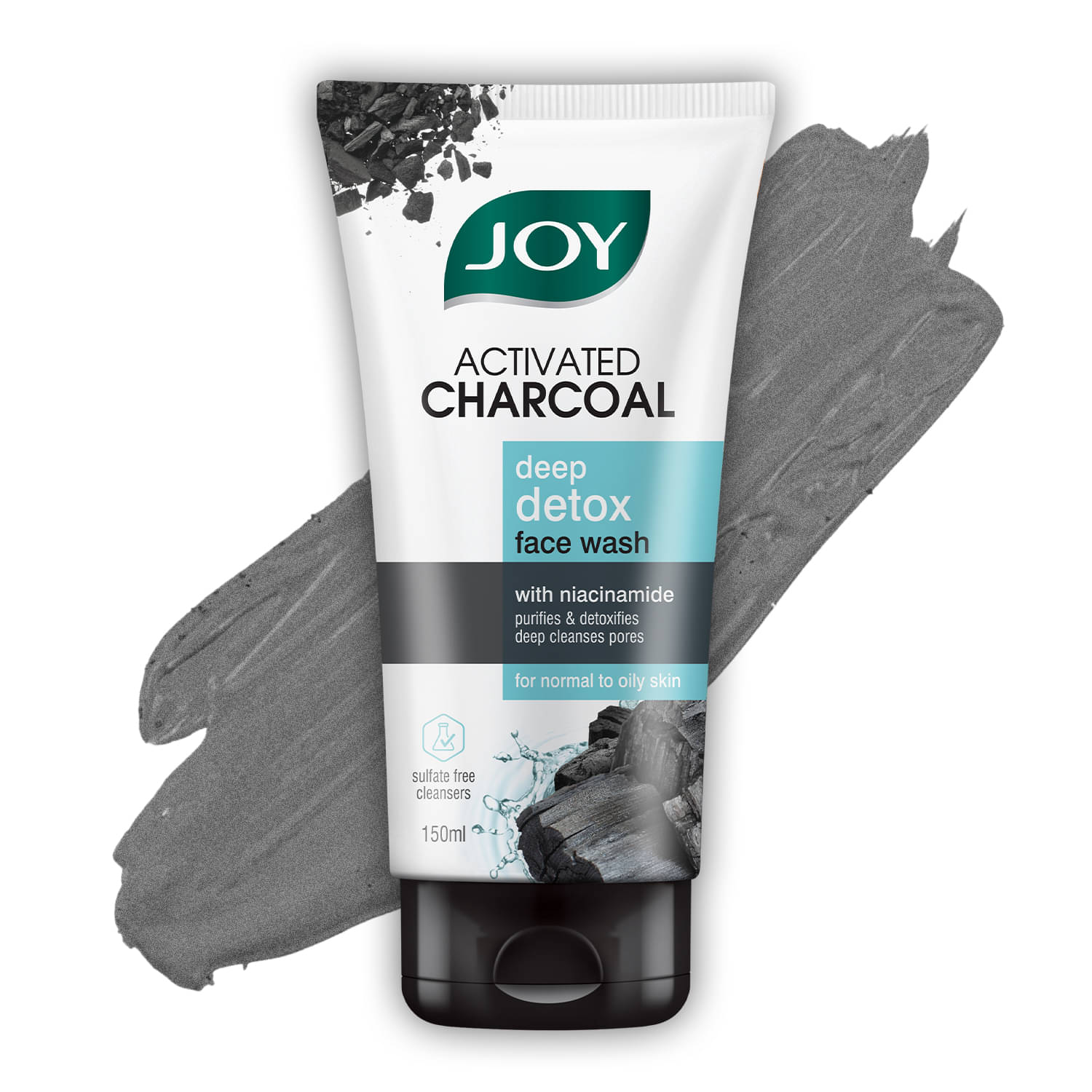     			Joy Activated Charcoal Face Wash for Oily Skin Controls Oil & Removes Dirt & Blackheads 150ml (Pack of 1)