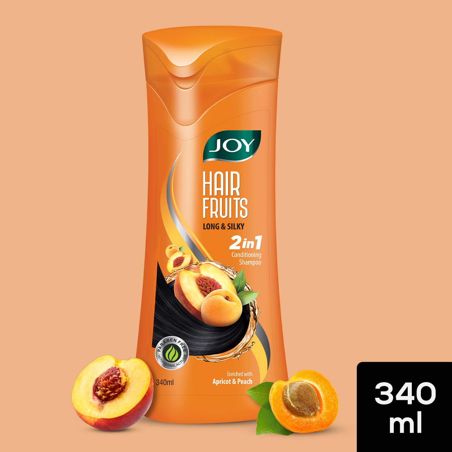     			Joy Long & Silky Conditioning Shampoo with Apricot & Peach 340ml, (Pack of 1)