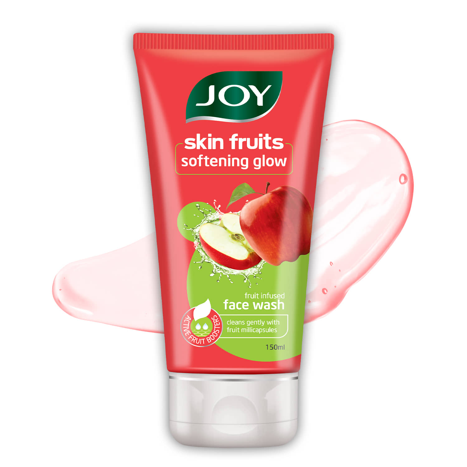 Joy Skin Fruits Softening Glow Apple Face Wash Natural AHAs Paraben Free Suitable for All Skin Types 150ml (Pack of 1)