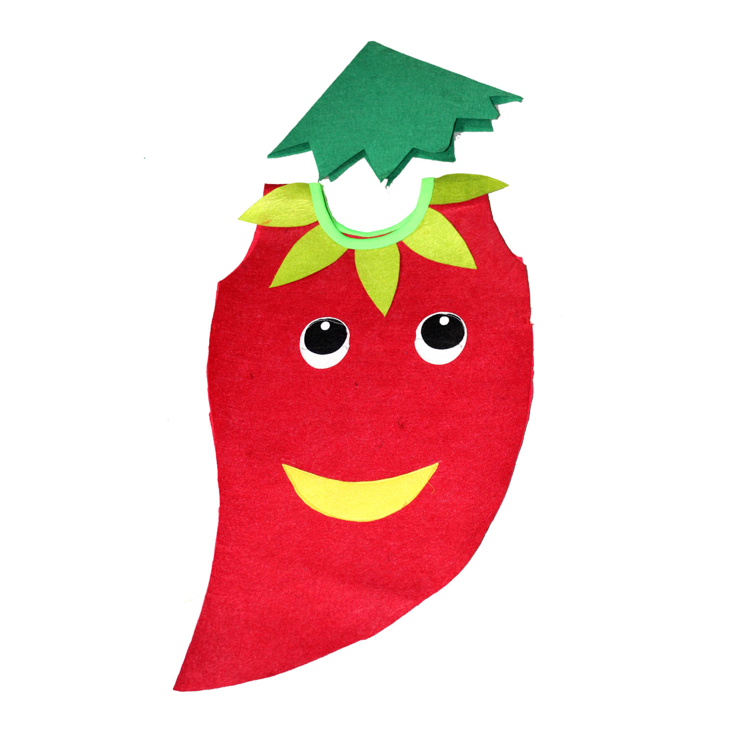    			Kaku Fancy Dresses Red Chilly Vegetables Costume Cutout with Cap -Red, Freesize, for Boys & Girls