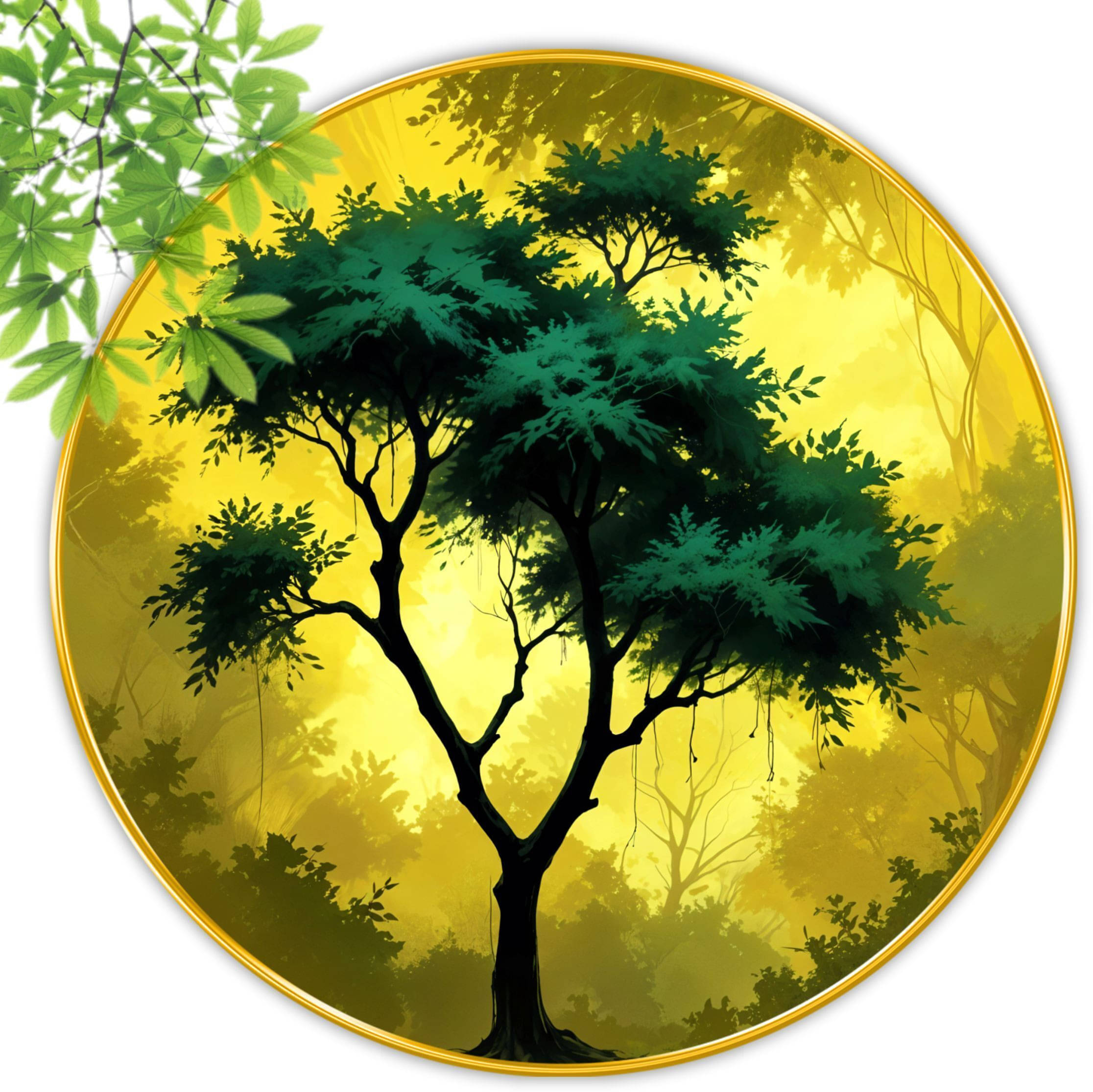     			Livin'luxe paintings Abstract Tree modern art Premium Sparkle lamination Golden Slim Frame 40 cm x 40 cm Large Size