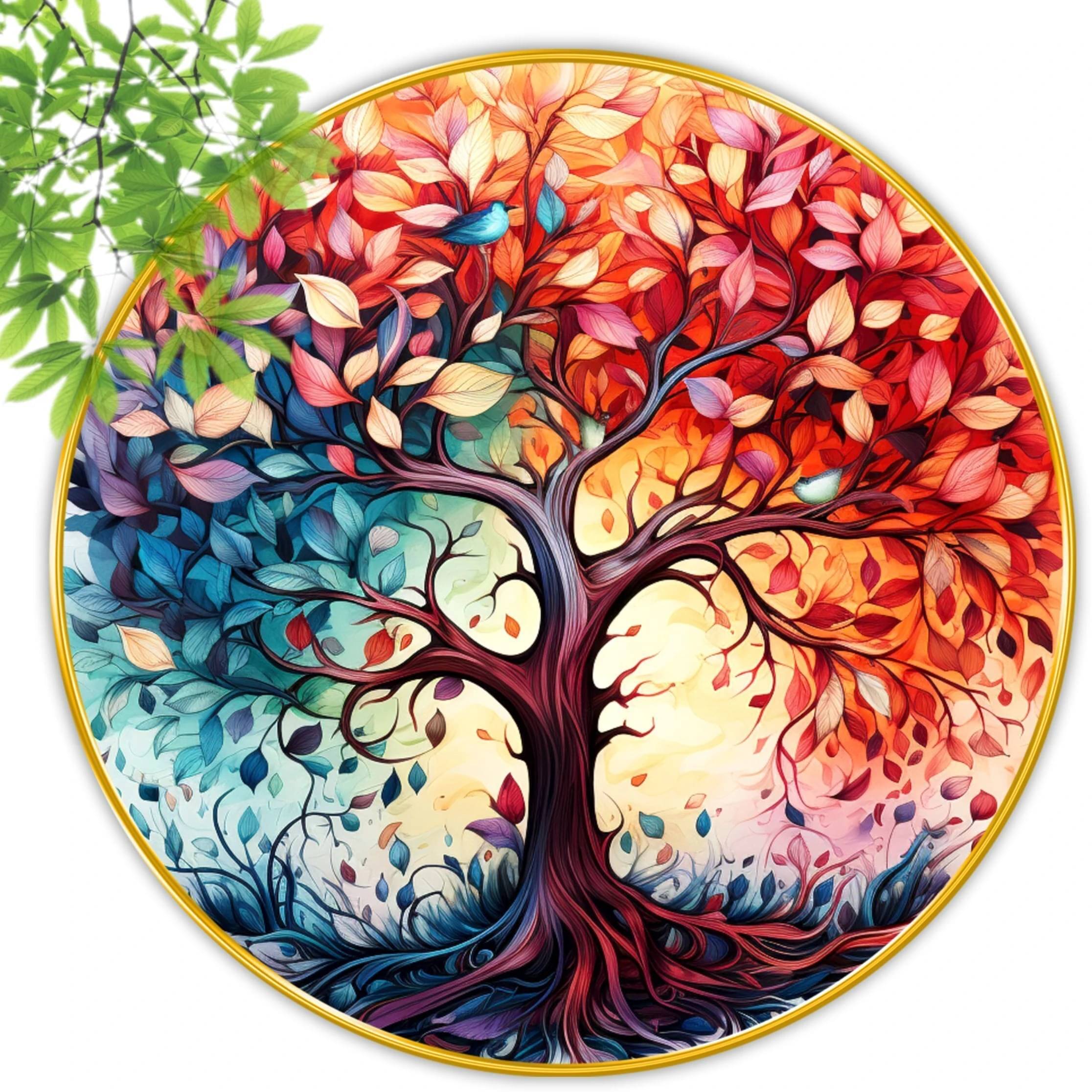     			Livin'luxe paintings Abstract Tree modern art Premium Sparkle lamination Golden Slim Frame 40 cm x 40 cm Large Size