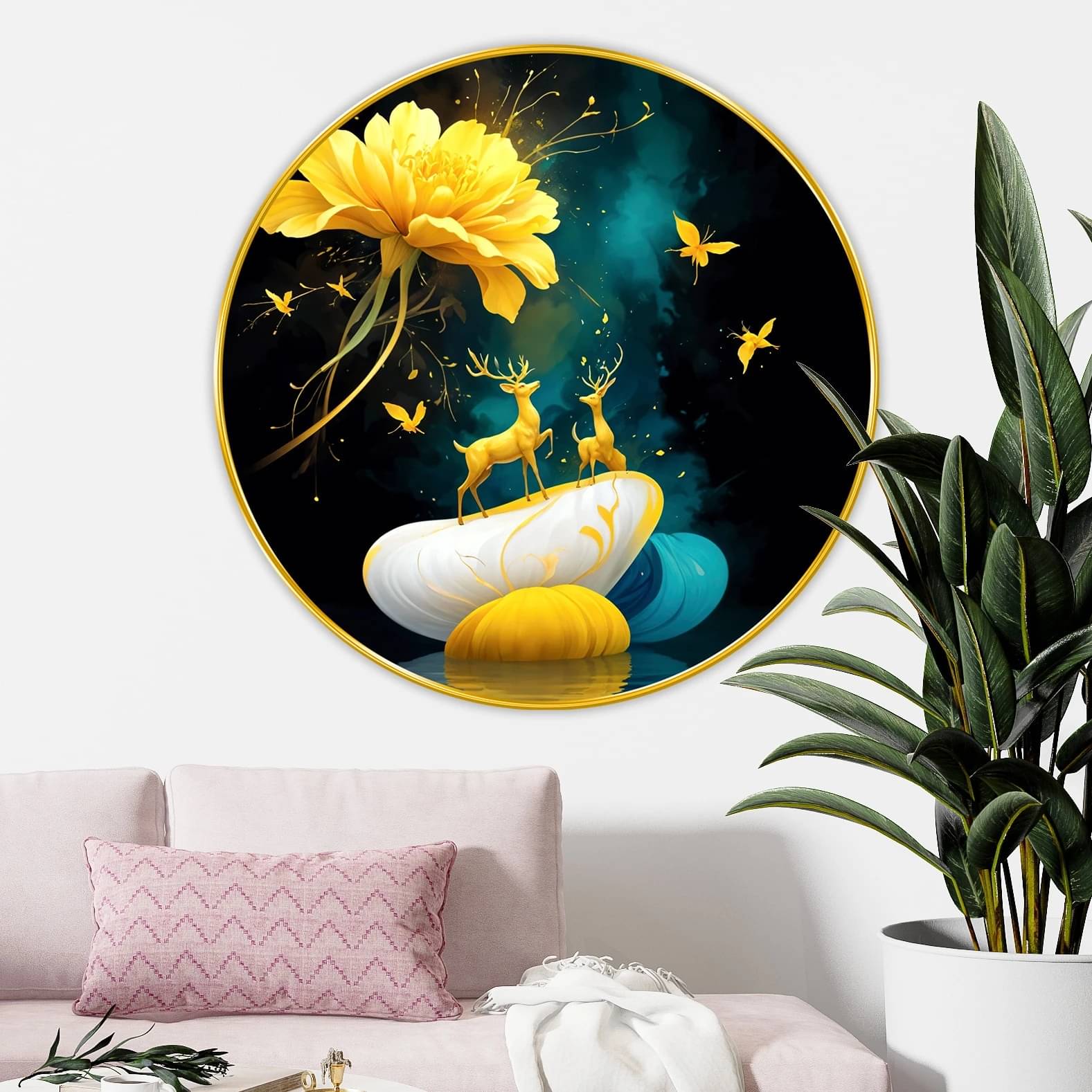 Livin'luxe paintings Beautiful deer modern art Premium Sparkle lamination Golden Slim Frame 40 cm x 40 cm Large Size Livin'luxe paintings Beautiful deer modern art Premium Sparkle lamination Golden Slim Frame 40 cm x 40 cm Large Size