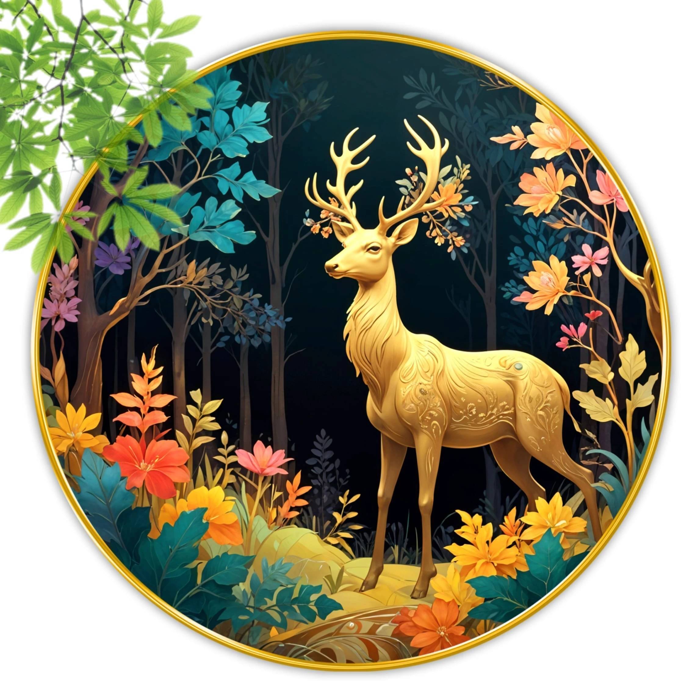 Livin'luxe paintings Beautiful deer modern art Premium Sparkle lamination Golden Slim Frame 40 cm x 40 cm Large Size Livin'luxe paintings Beautiful deer modern art Premium Sparkle lamination Golden Slim Frame 40 cm x 40 cm Large Size