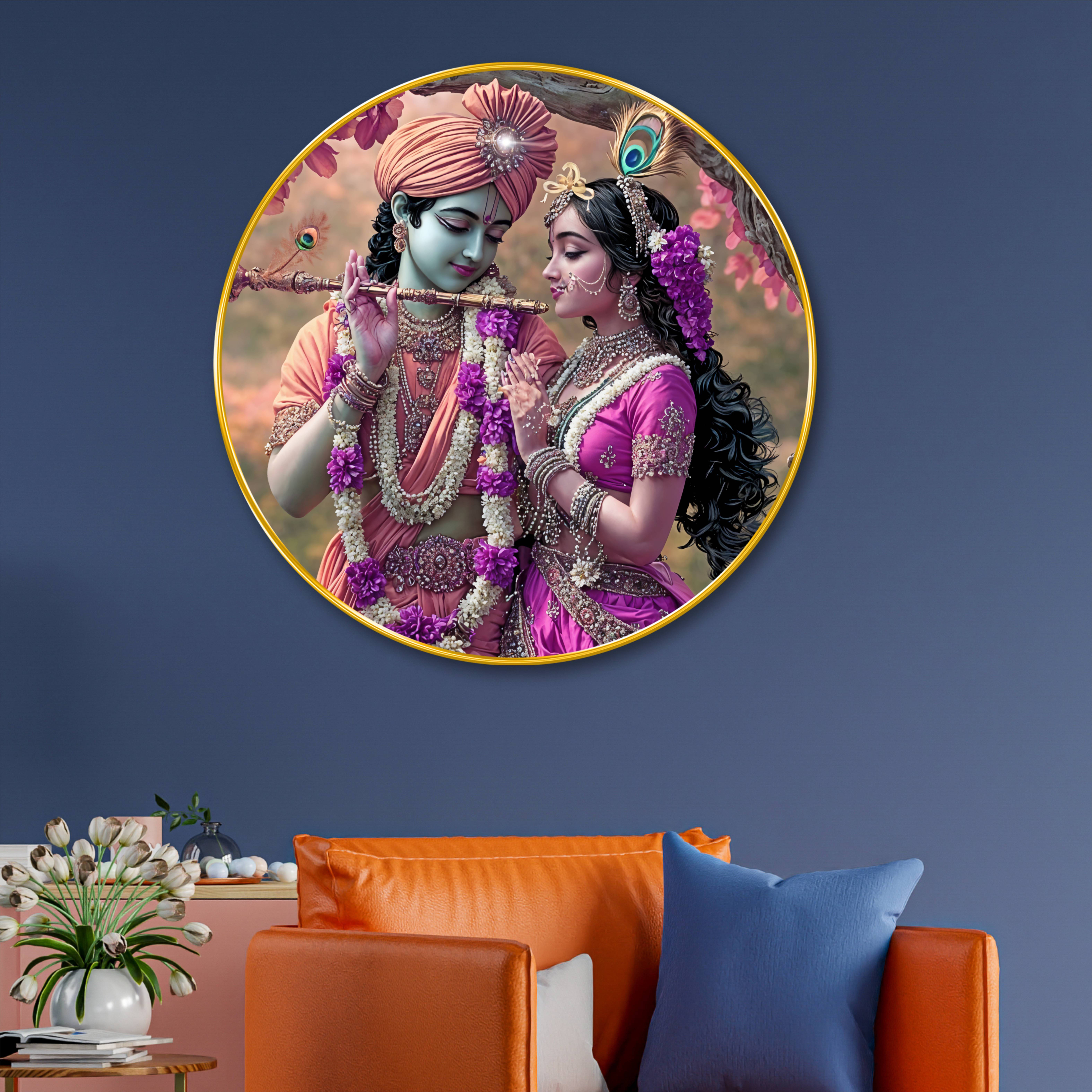 Livin'luxe paintings Radha krishna religious modern art Premium Sparkle lamination Golden Slim Frame     			Livin'luxe paintings Radha krishna religious modern art Premium Sparkle lamination Golden Slim Frame
