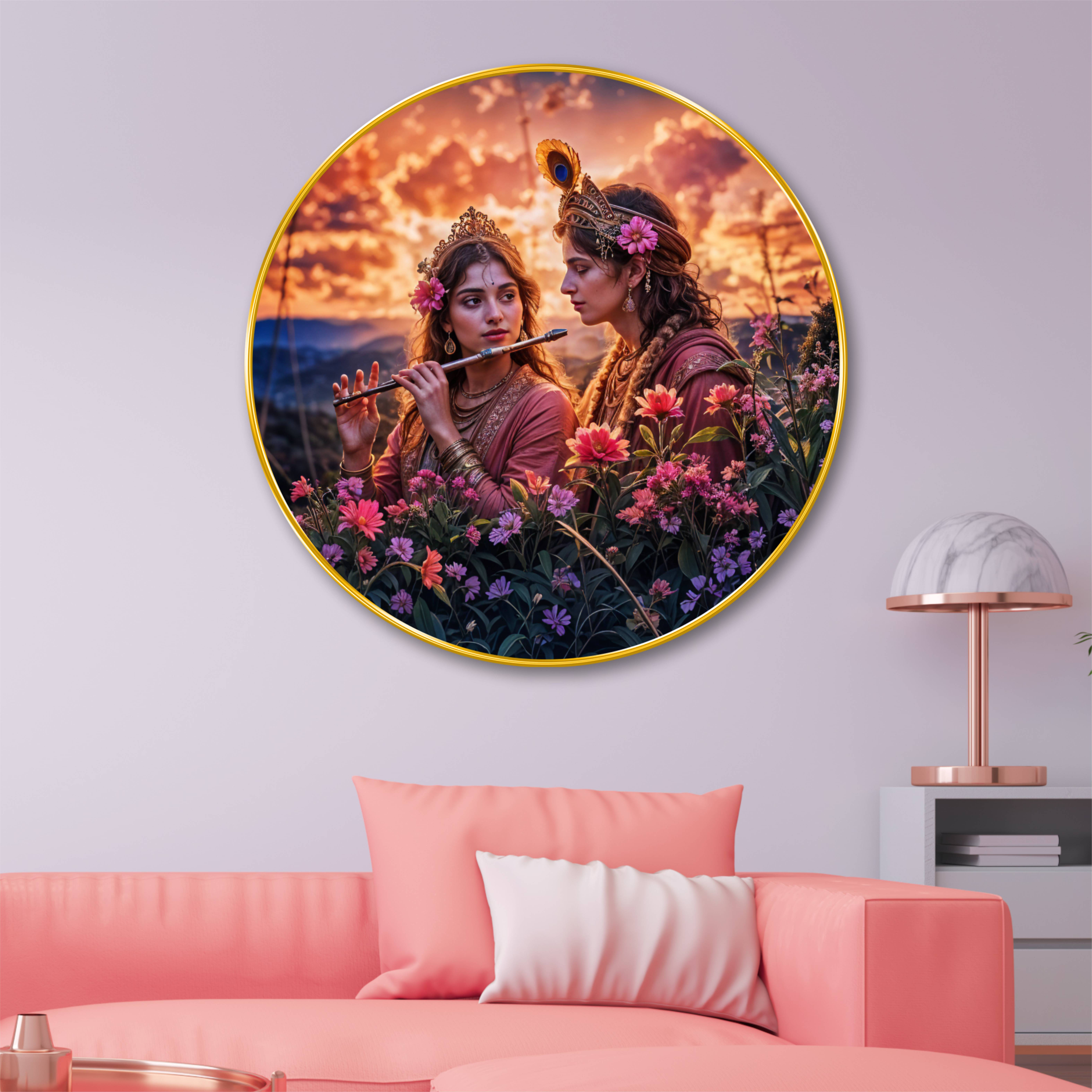 Livin'luxe paintings Radha krishna religious modern art Premium Sparkle lamination Golden Slim Frame     			Livin'luxe paintings Radha krishna religious modern art Premium Sparkle lamination Golden Slim Frame