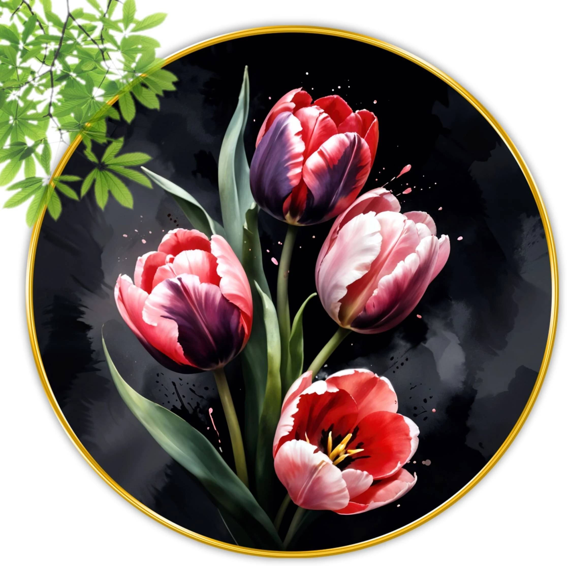     			Livin'luxe paintings beautiful Rose flower modern art Premium Sparkle lamination Golden Slim Frame 40 cm x 40 cm Large Size