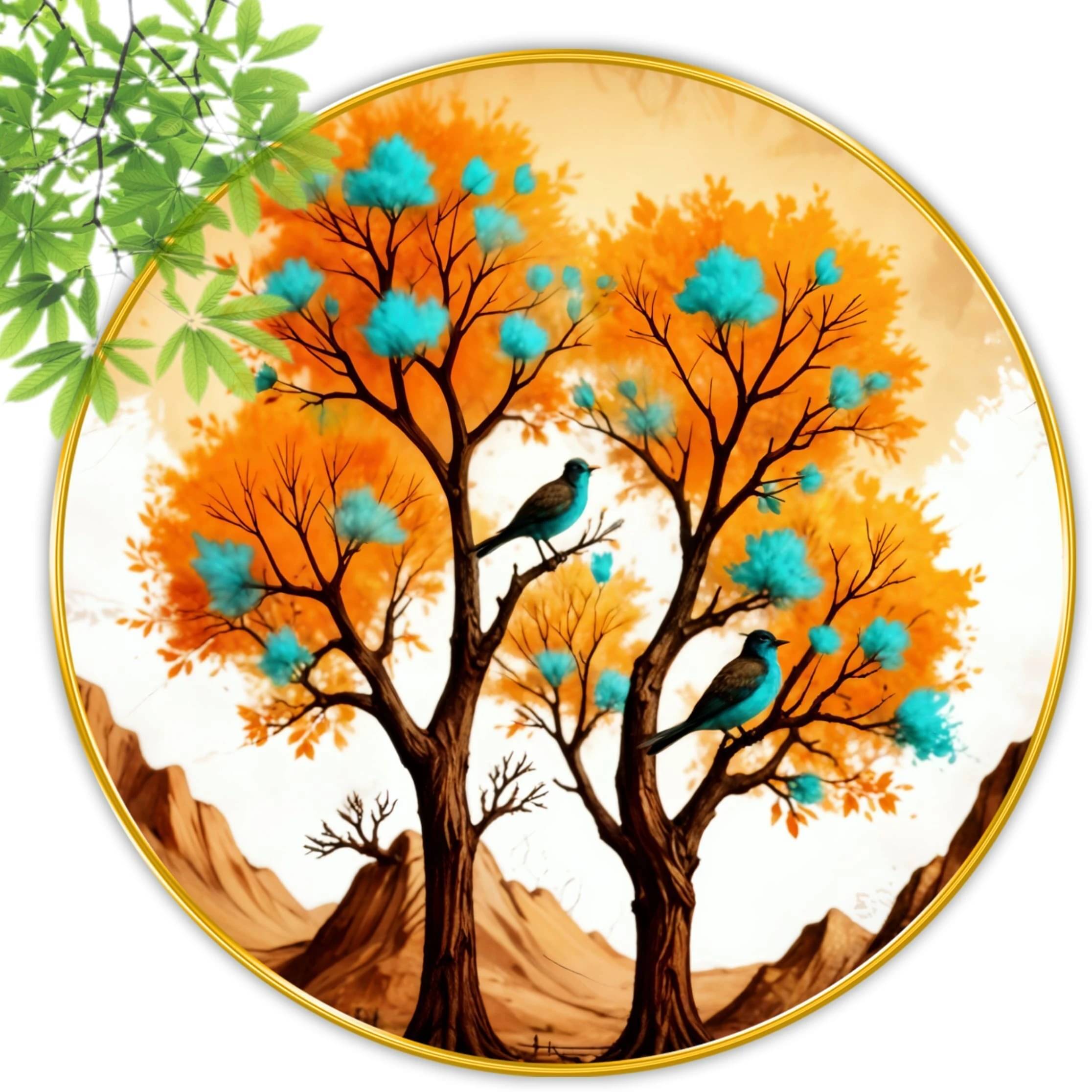 Livin'luxe paintings beautiful bird sitting on Tree modern art Premium Sparkle lamination Golden Slim Frame 40 cm x 40 cm Large Size Livin'luxe paintings beautiful bird sitting on Tree modern art Premium Sparkle lamination Golden Slim Frame 40 cm x 40 cm Large Size