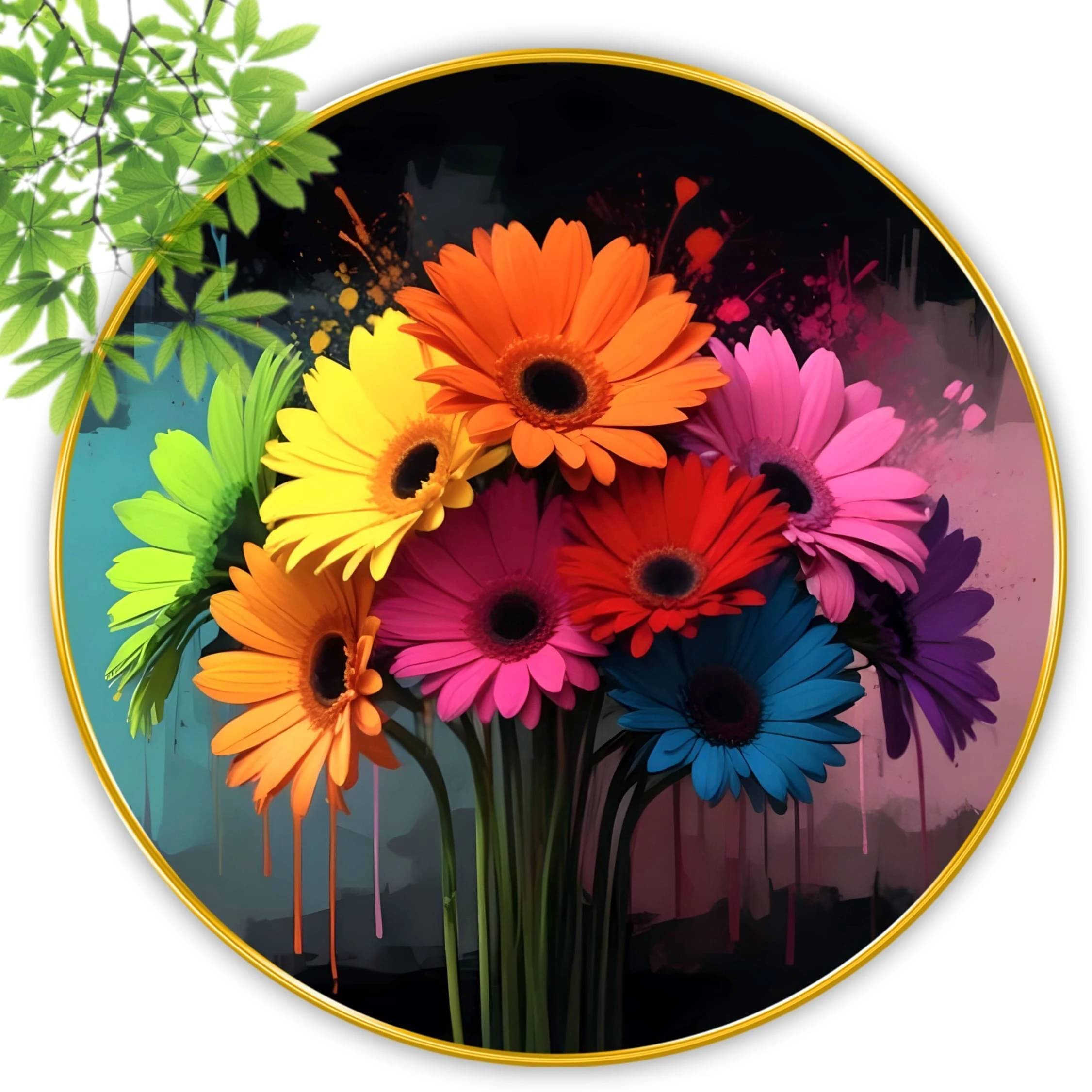 Livin'luxe paintings beautiful multicolor flower modern art Premium Sparkle lamination Golden Slim Frame 40 cm x 40 cm Large Size Livin'luxe paintings beautiful multicolor flower modern art Premium Sparkle lamination Golden Slim Frame 40 cm x 40 cm Large Size