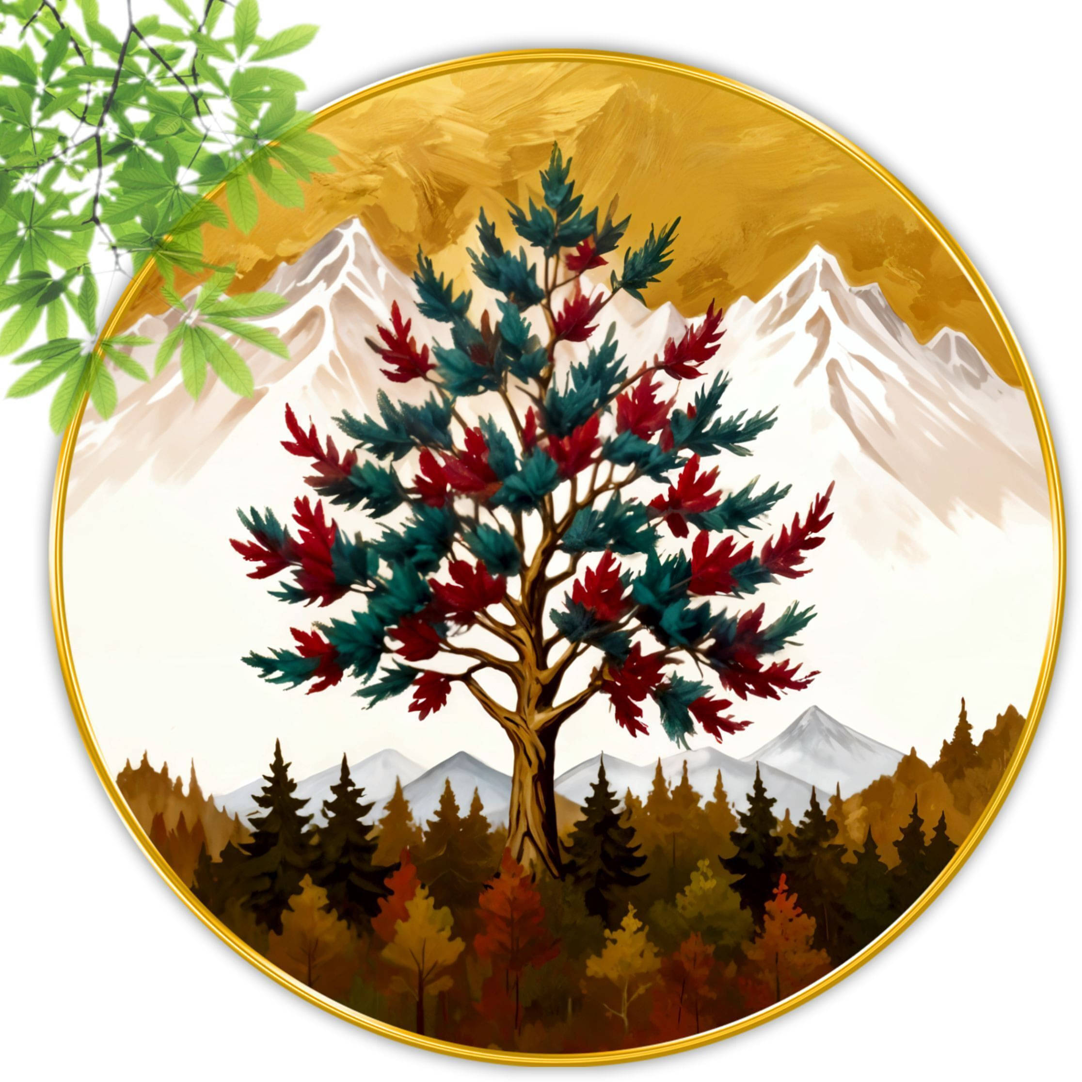     			Livin'luxe paintings nature scenery modern art Premium Sparkle lamination Golden Slim Frame 40 cm x 40 cm Large Size
