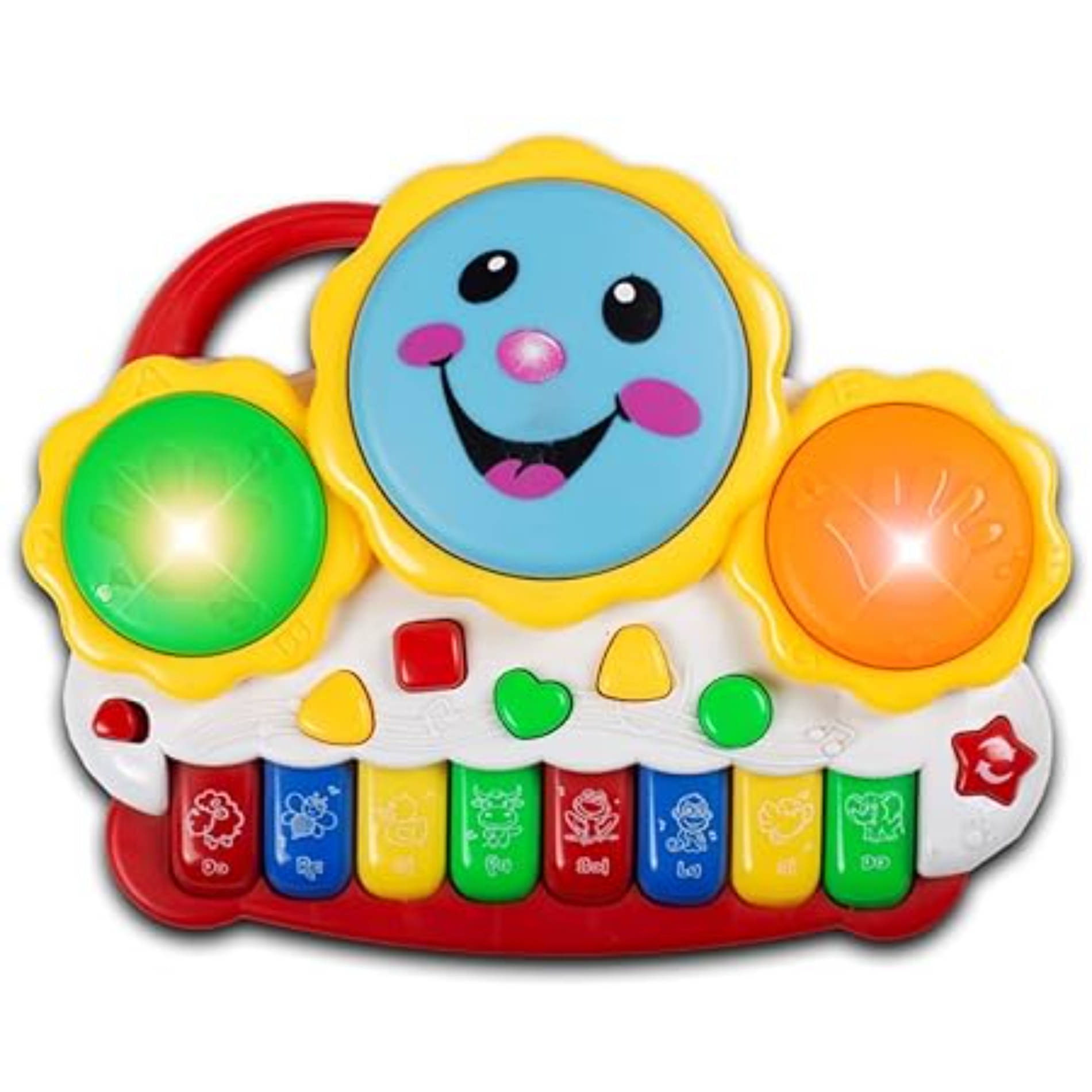     			Musical Drum & Piano Keyboard Toy with Animals Sounds & Flash Light Effects | Piano Keyboard Toy
