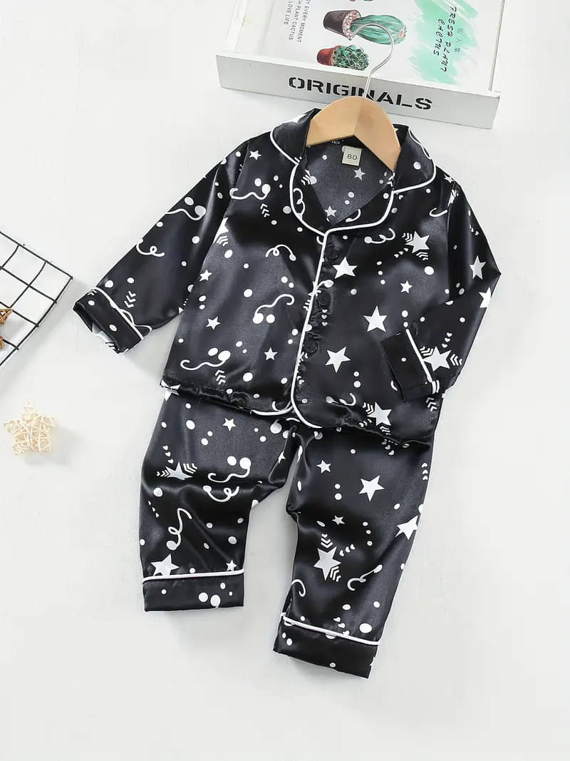     			Paghdal Brothers Pack of 1 Girls Polyester Nightsuit Set ( Black )