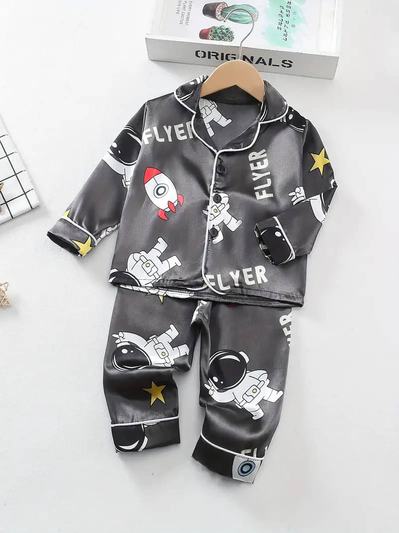     			Paghdal Brothers Pack of 1 Girls Polyester Nightsuit Set ( Black )