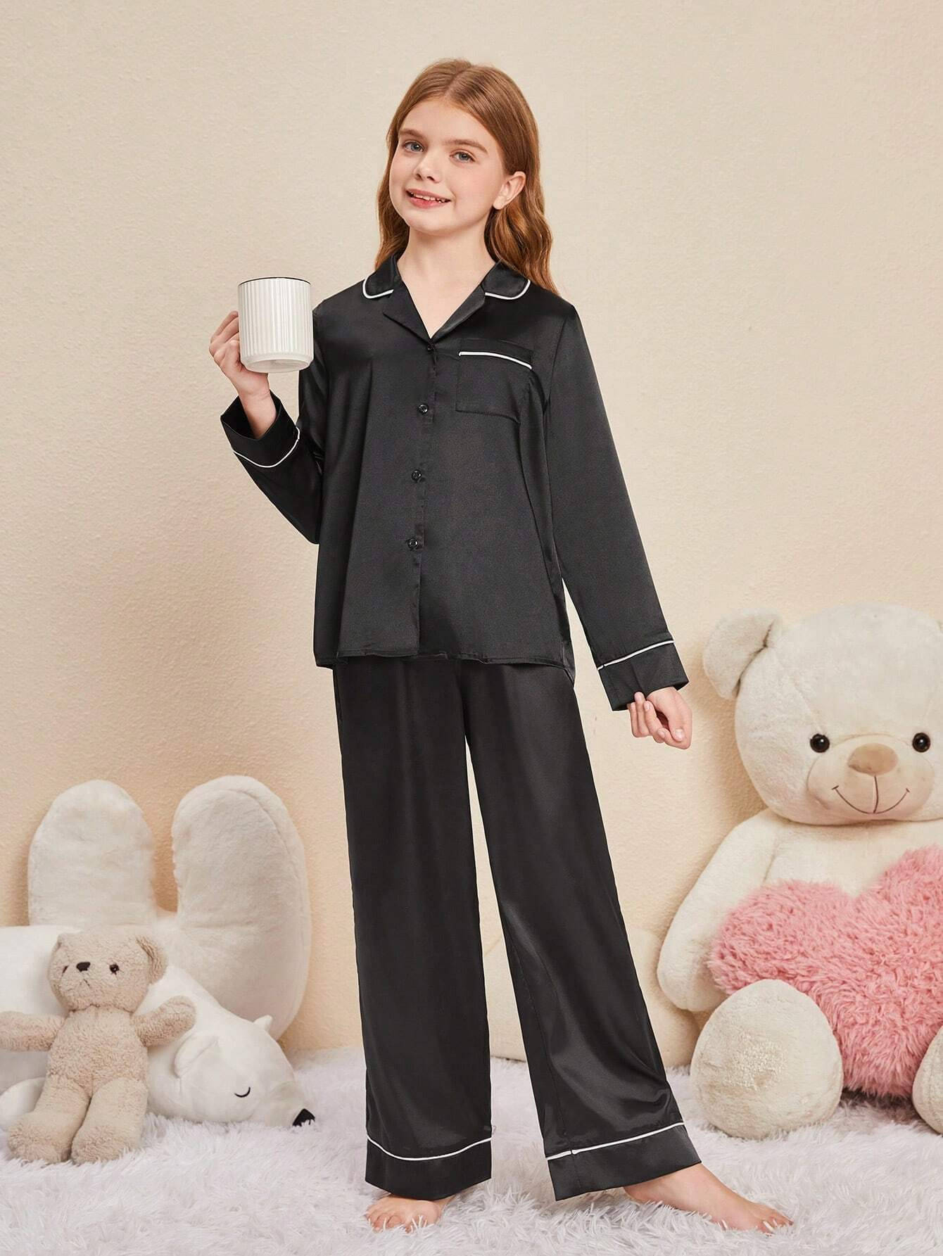     			Paghdal Brothers Pack of 1 Girls Polyester Nightsuit Set ( Black )