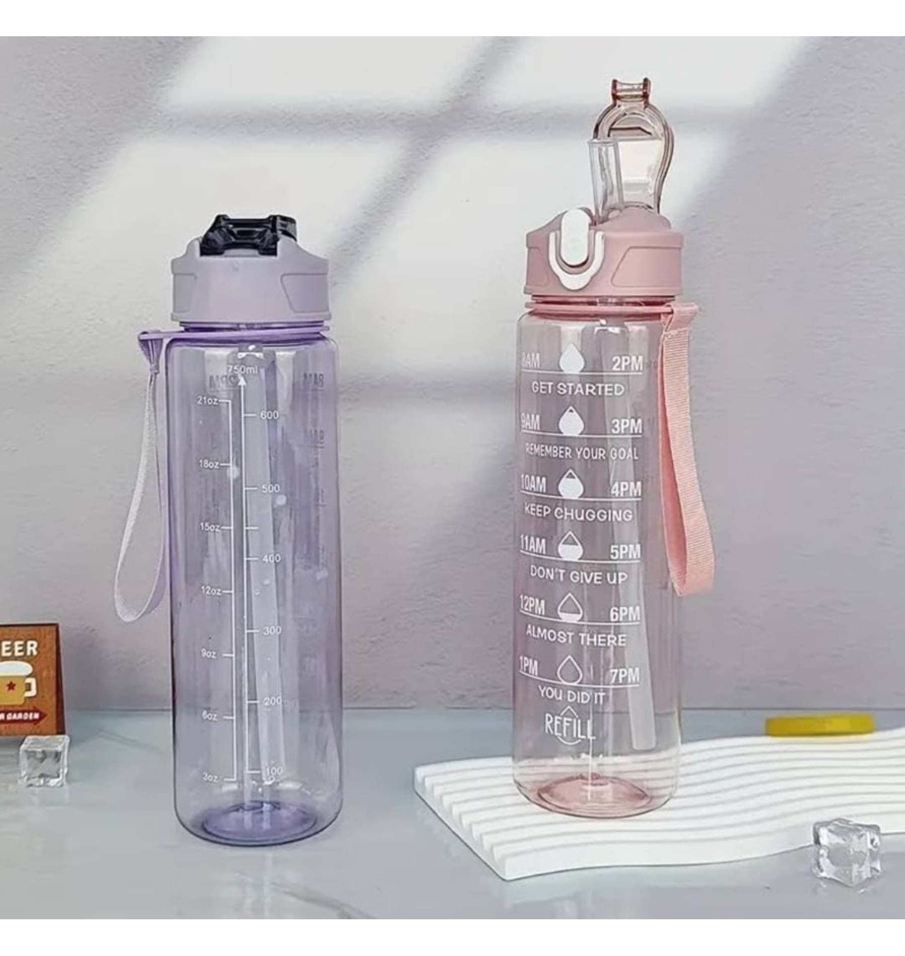     			QMKT 900ml Clear Motivation Sipper Bottle (Mix Color) Assorted Plastic Sipper Water Bottle 900 mL ( Set of 1 )