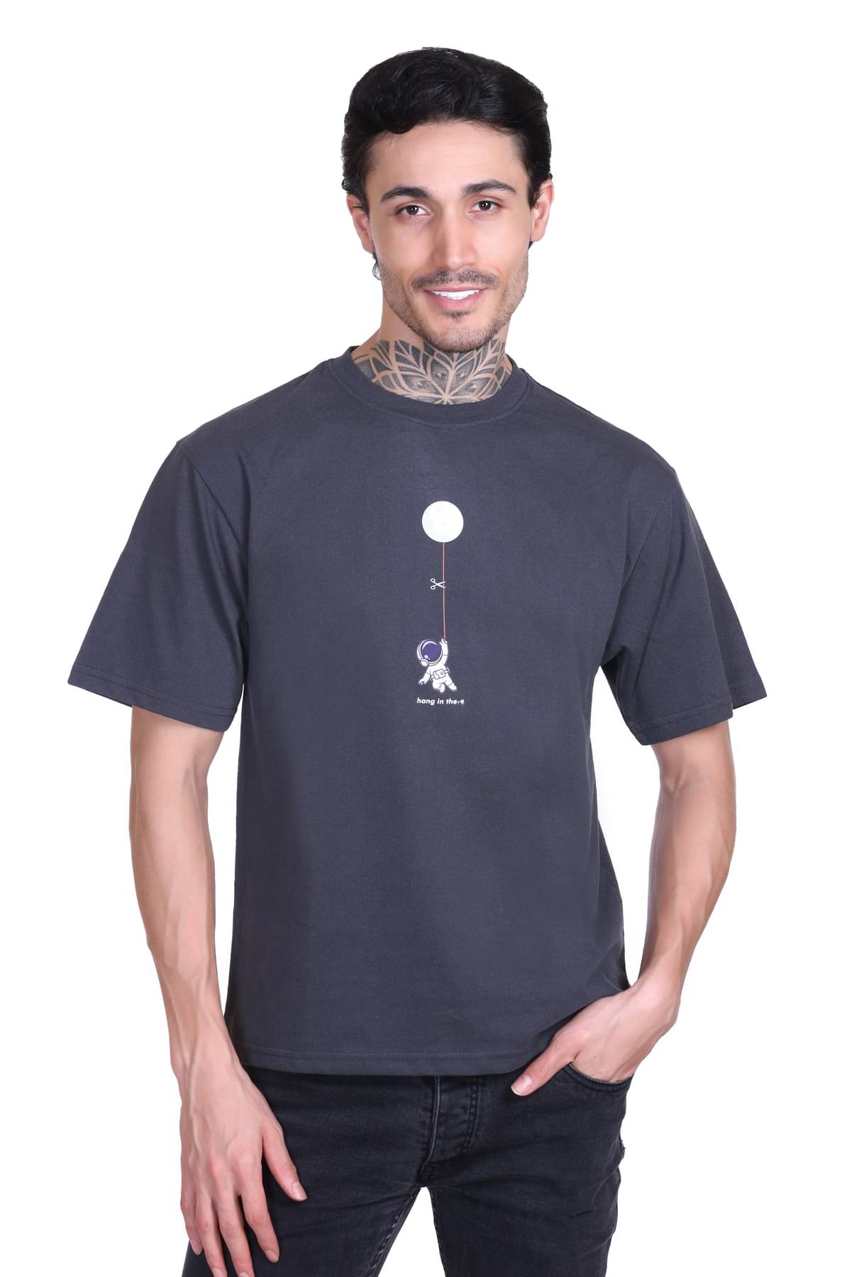     			RF RAVES Men Cotton Regular Fit Printed T-Shirt ( Grey )
