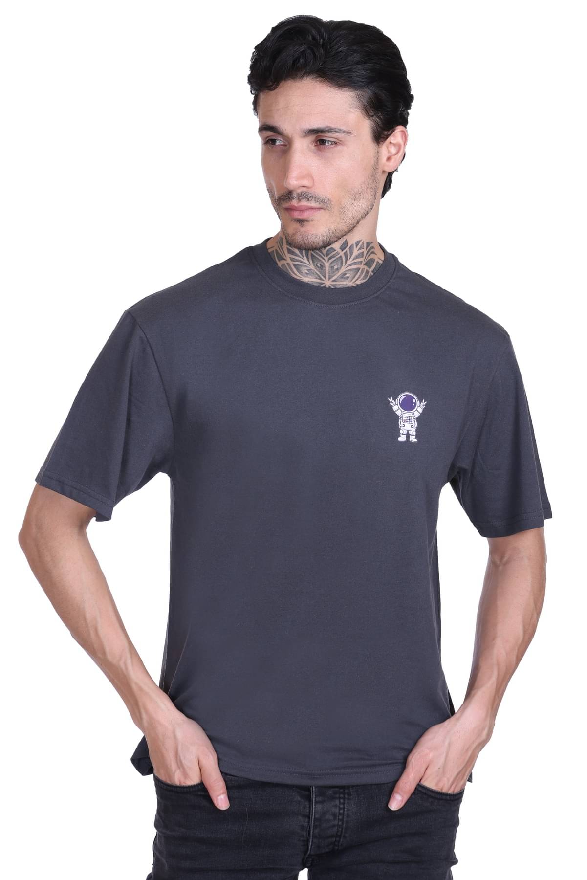     			RF RAVES Men Cotton Regular Fit Printed T-Shirt ( Grey )