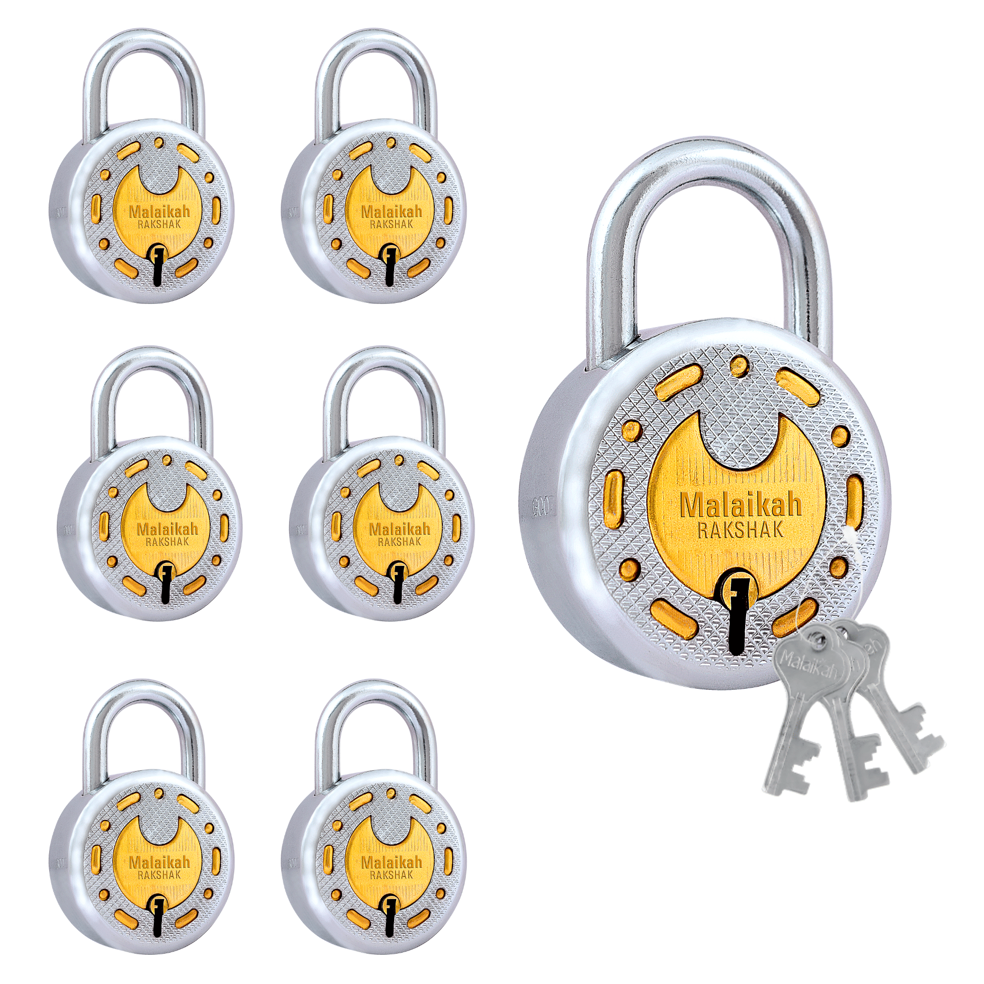 Malaikah Rakshak Multicolour Padlock , Hardened Shackle , Double Locking 8 Lever , Comes with 3 Keys Pack of 7 Malaikah Rakshak Multicolour Padlock , Hardened Shackle , Double Locking 8 Lever , Comes with 3 Keys Pack of 7
