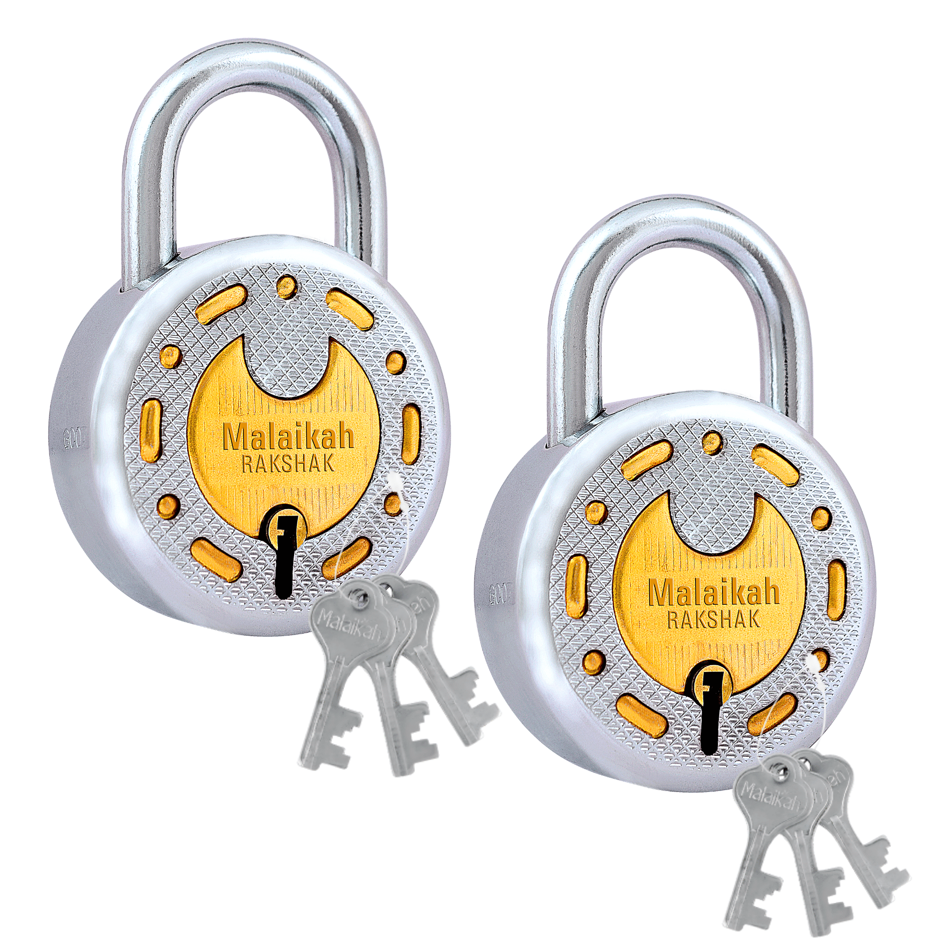 Malaikah Rakshak Multicolour Padlock , Hardened Shackle , Double Locking 8 Lever , Comes with 3 Keys Pack of 2