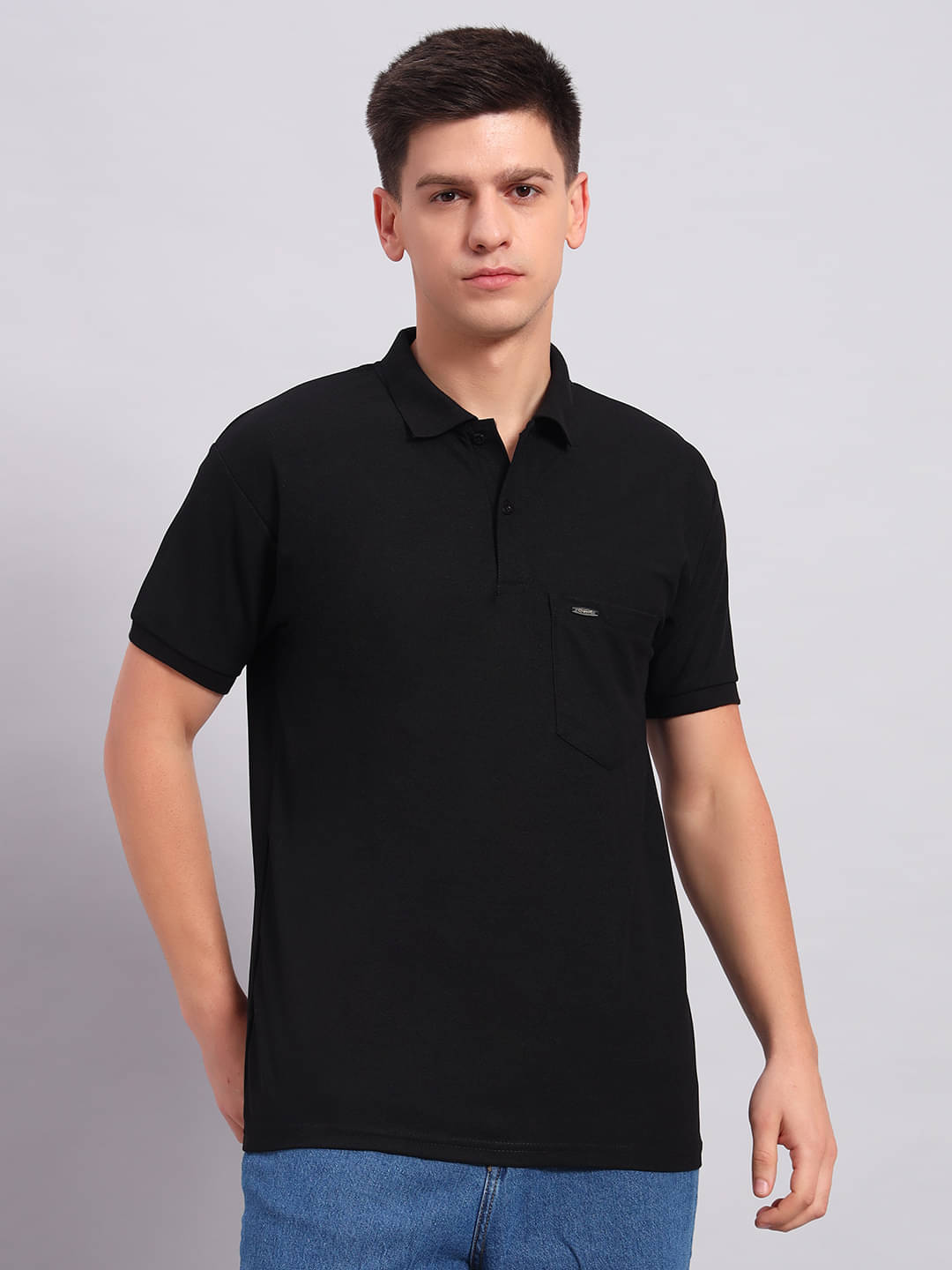 Resilience Men Polyester Slim Fit Solid Polo T Shirt ( Black ) Resilience Men Polyester Slim Fit Solid Polo T Shirt ( Black )