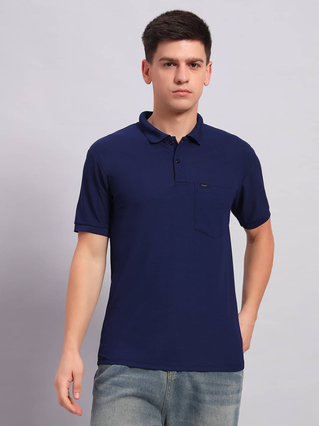 Resilience Men Polyester Slim Fit Solid Polo T Shirt ( Navy Blue ) Resilience Men Polyester Slim Fit Solid Polo T Shirt ( Navy Blue )
