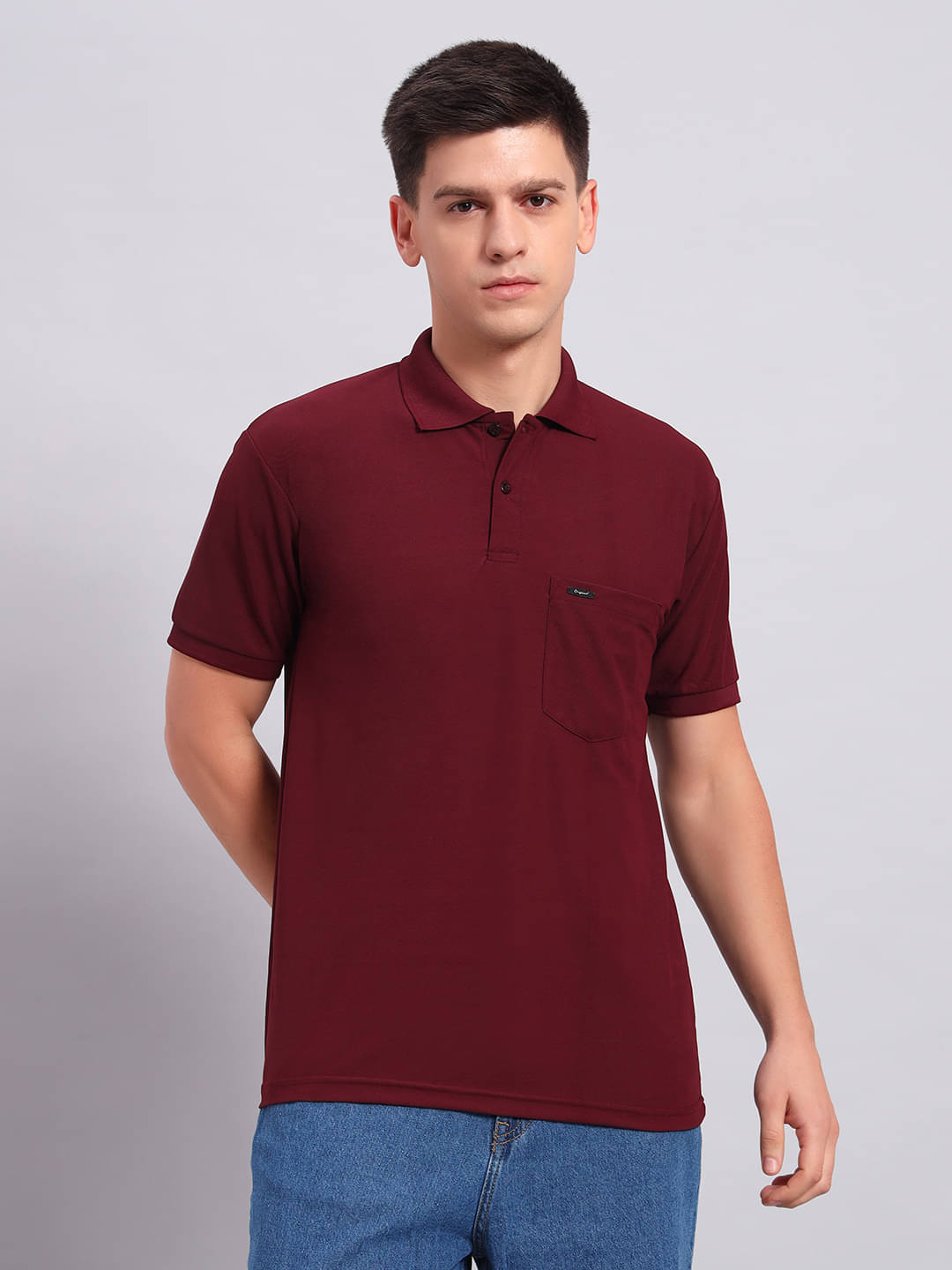 Resilience Men Polyester Slim Fit Solid Polo T Shirt ( Maroon ) Resilience Men Polyester Slim Fit Solid Polo T Shirt ( Maroon )