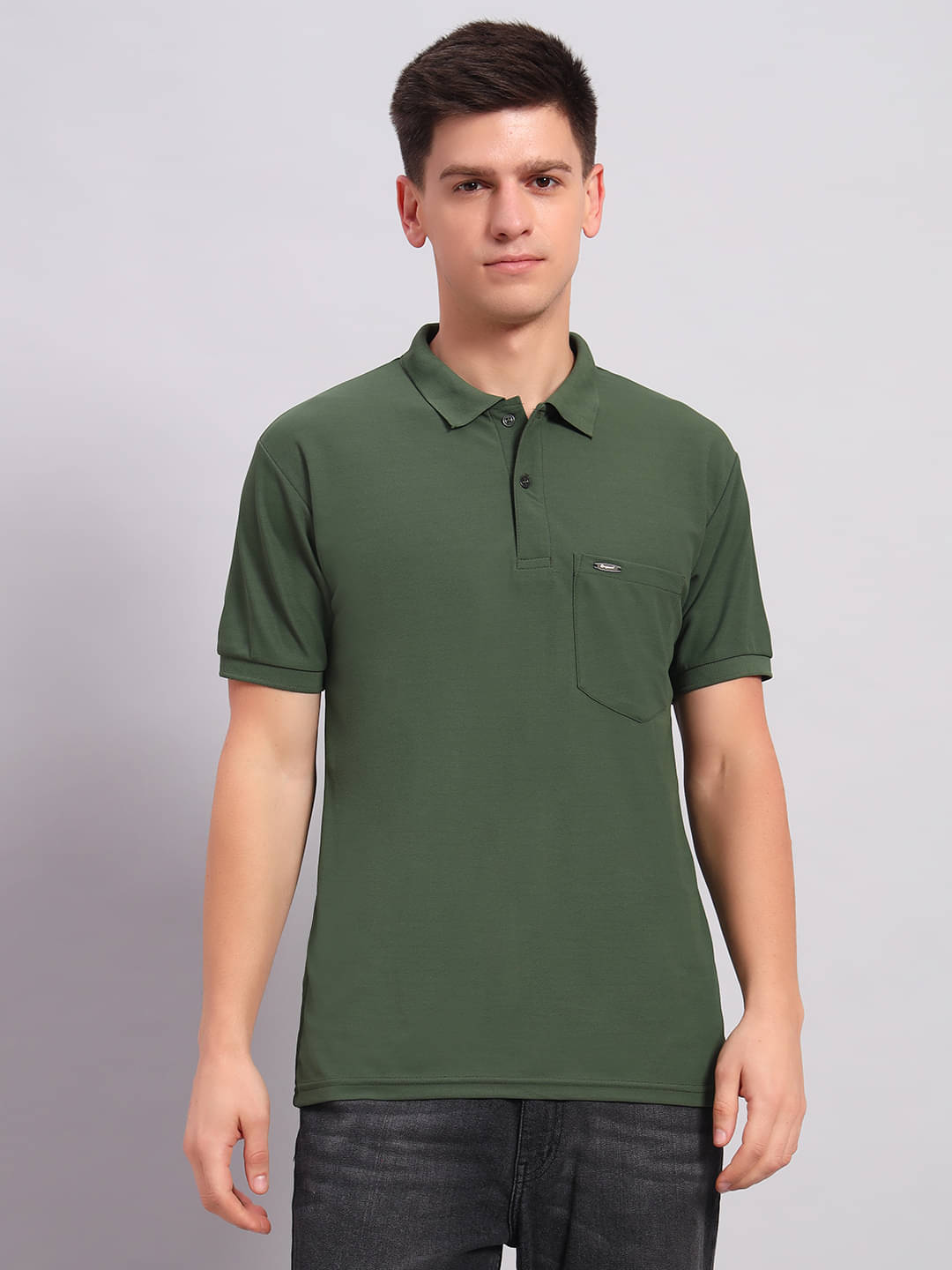 Resilience Men Polyester Slim Fit Solid Polo T Shirt ( Dark Green ) Resilience Men Polyester Slim Fit Solid Polo T Shirt ( Dark Green )