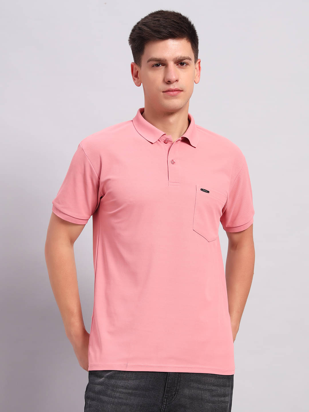     			Resilience Men Polyester Slim Fit Solid Polo T Shirt ( Light Pink )