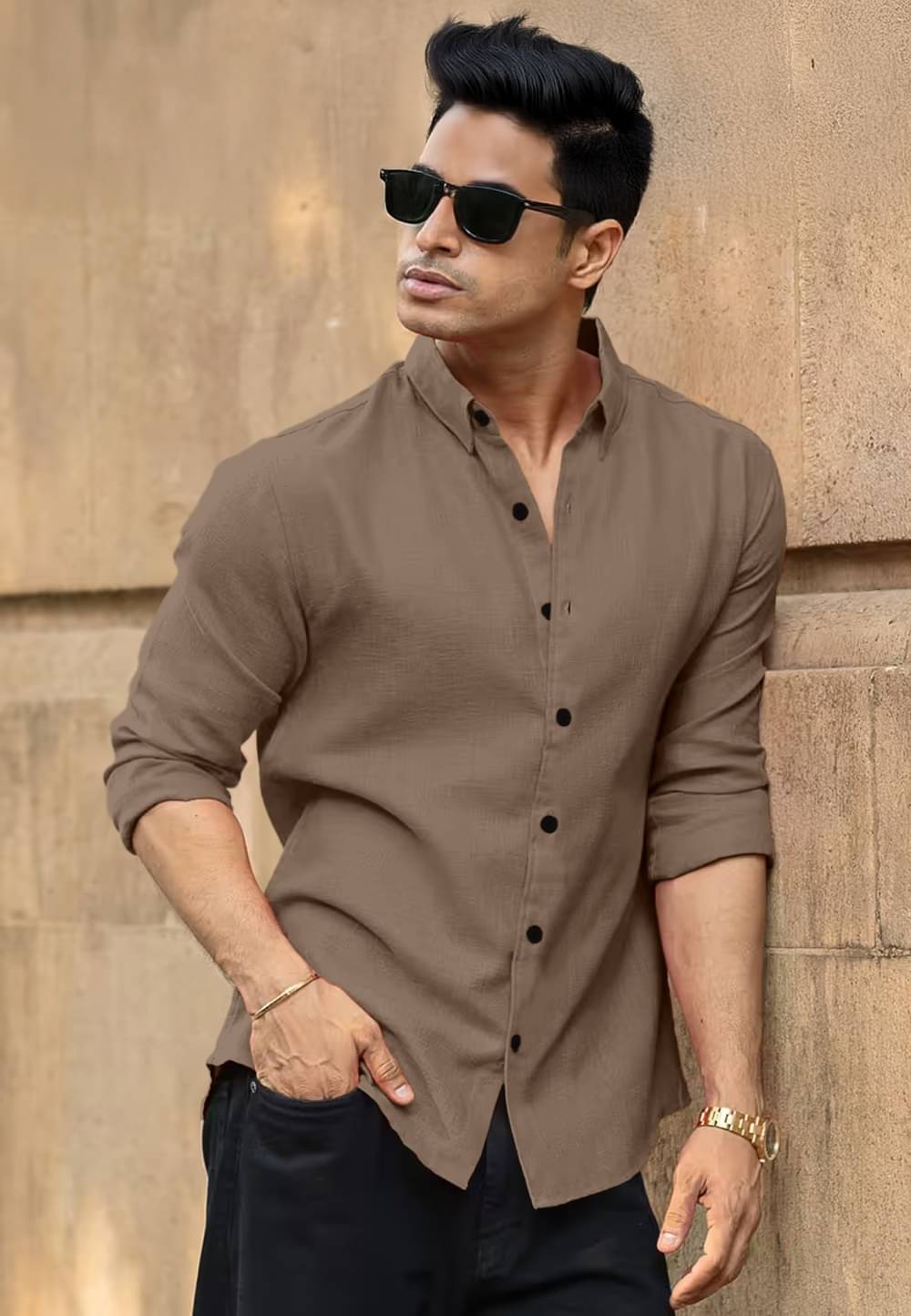 Romil 100% Cotton Regular Fit Solids Full Sleeves Men's Casual Shirt - Cream ( Pack of 1 )     			Romil 100% Cotton Regular Fit Solids Full Sleeves Men's Casual Shirt - Cream ( Pack of 1 )