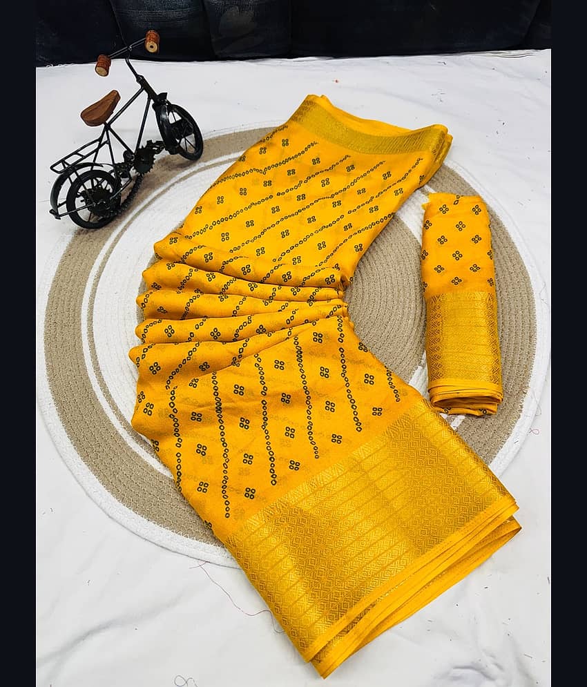 Sanwariya Silks Cotton Silk Printed Bandhani Sarees With Unstitched Blouse Piece ( Wine ) - Sarees | Buy online on ZillyBuy