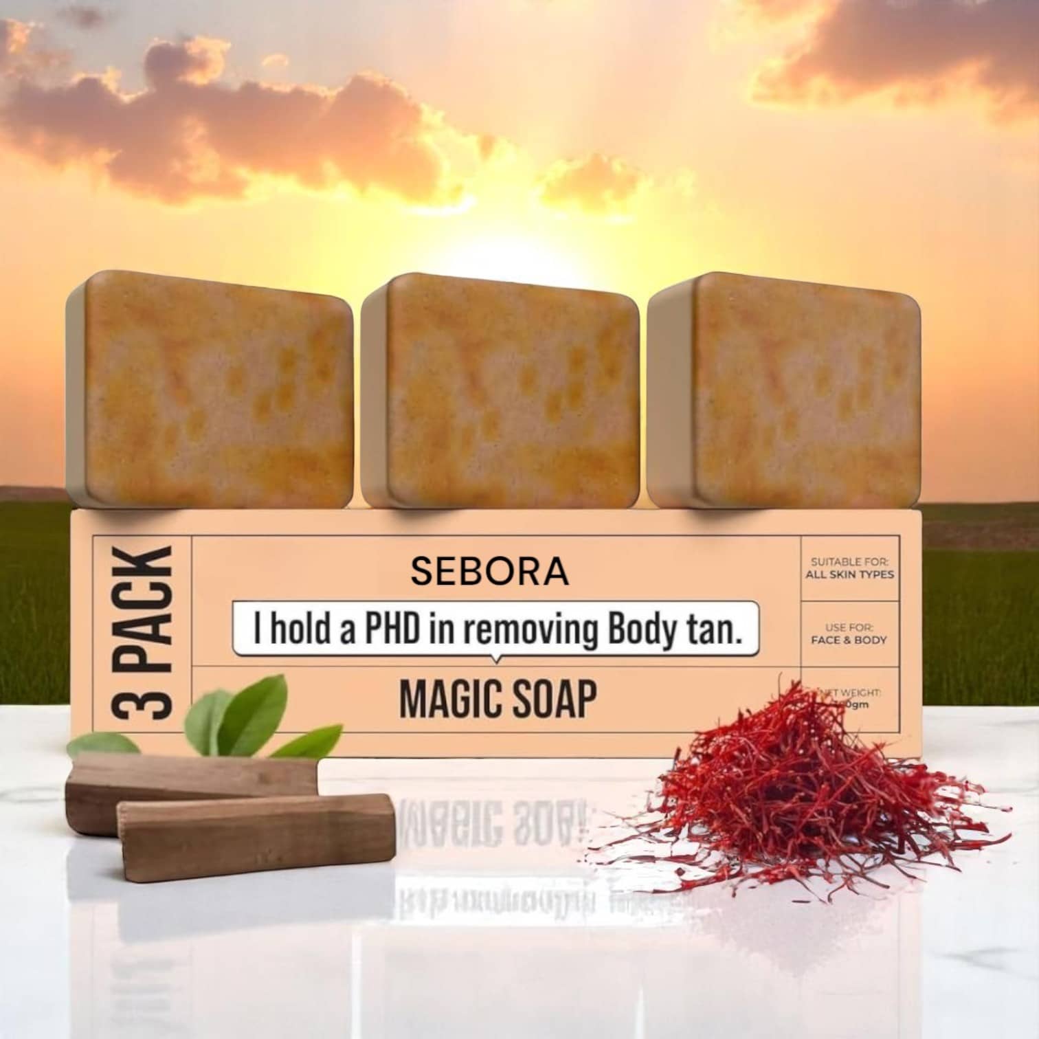 Sebora Skin Whitening Saffron & Sandalwood Soap Soap for All Skin Type ( Pack of 3 )