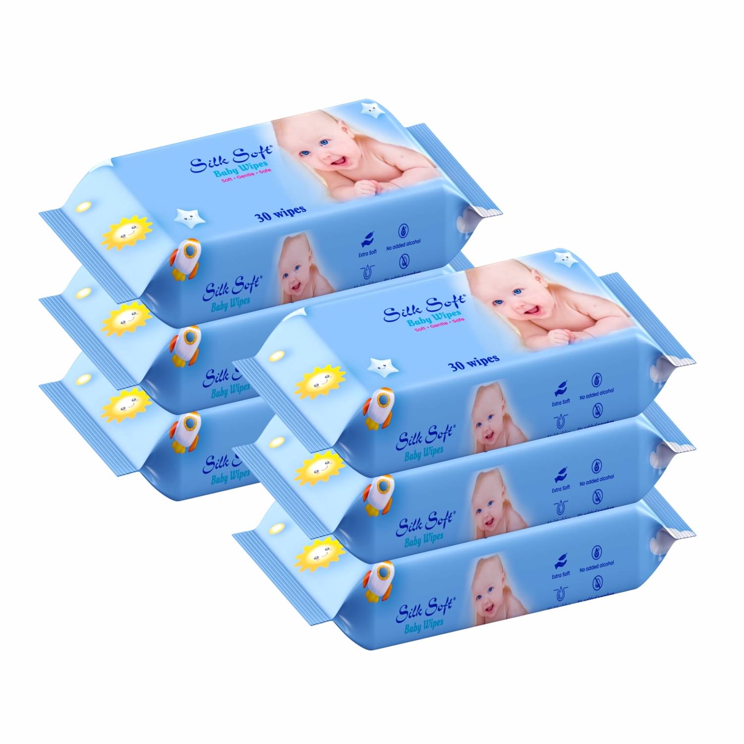     			Silk Soft Non Scented Wet wipes For Babies ( Pack of 6 )