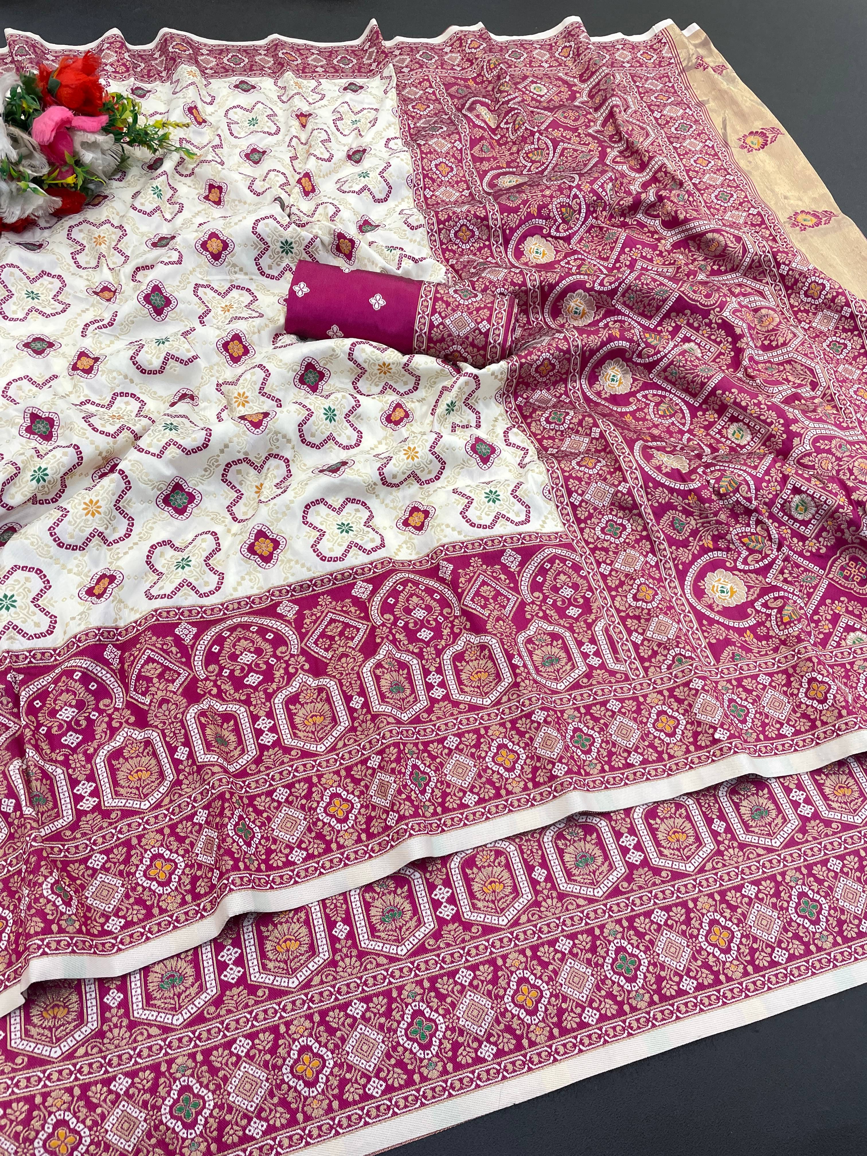 Sitanjali Silk Blend Printed Banarasi saree With Unstitched Blouse Piece ( Wine )     			Sitanjali Silk Blend Printed Banarasi saree With Unstitched Blouse Piece ( Wine )