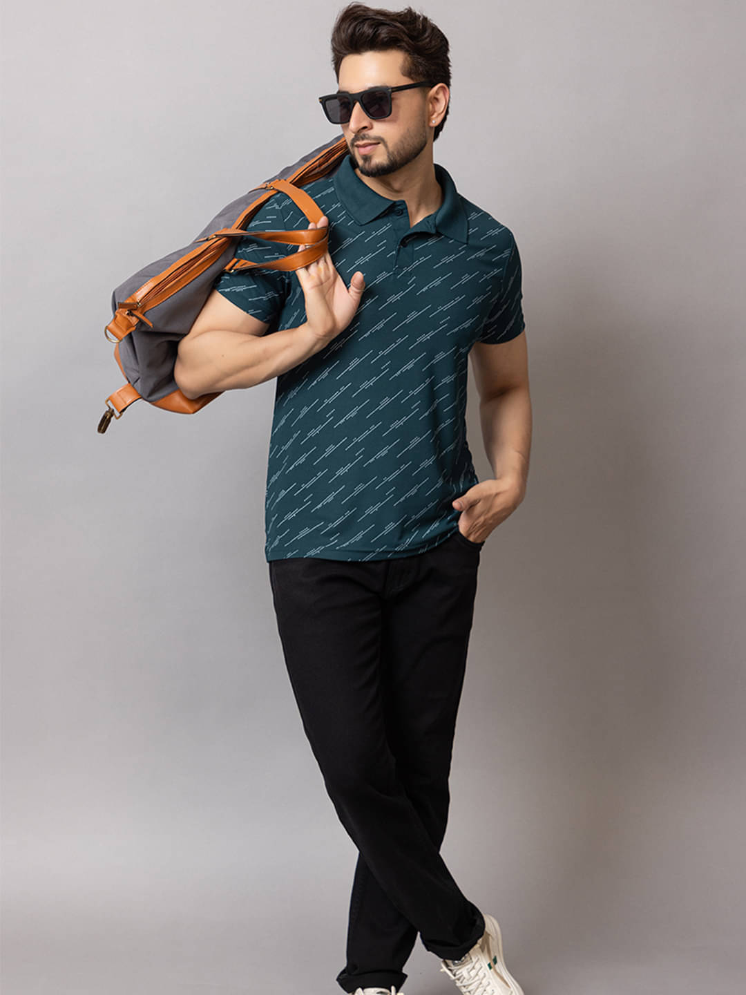     			TRIUS Men Cotton Blend Regular Fit Printed Polo T Shirt ( Dark Green )
